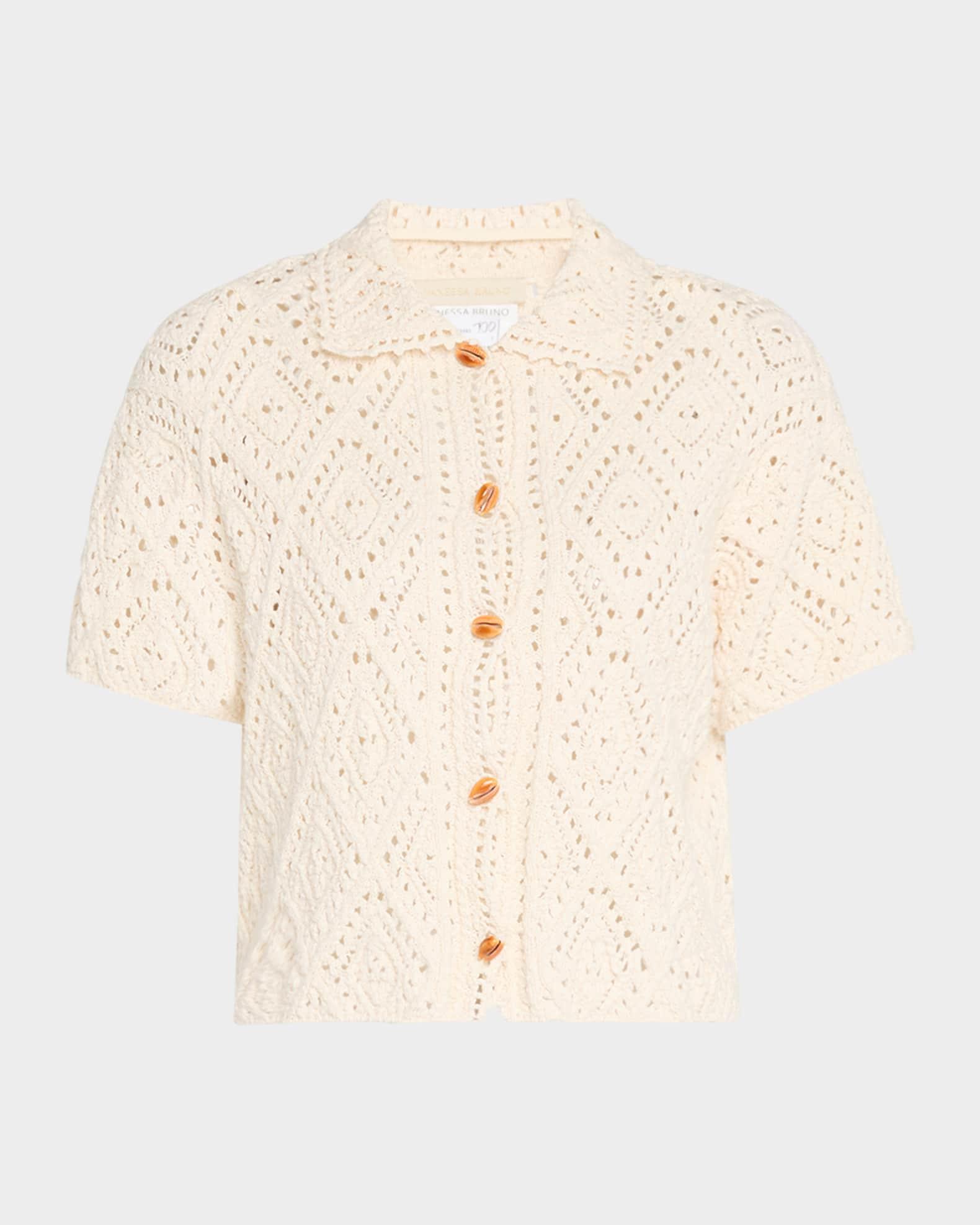 Emarya Pointelle-Knit Cotton Cardigan Product Image