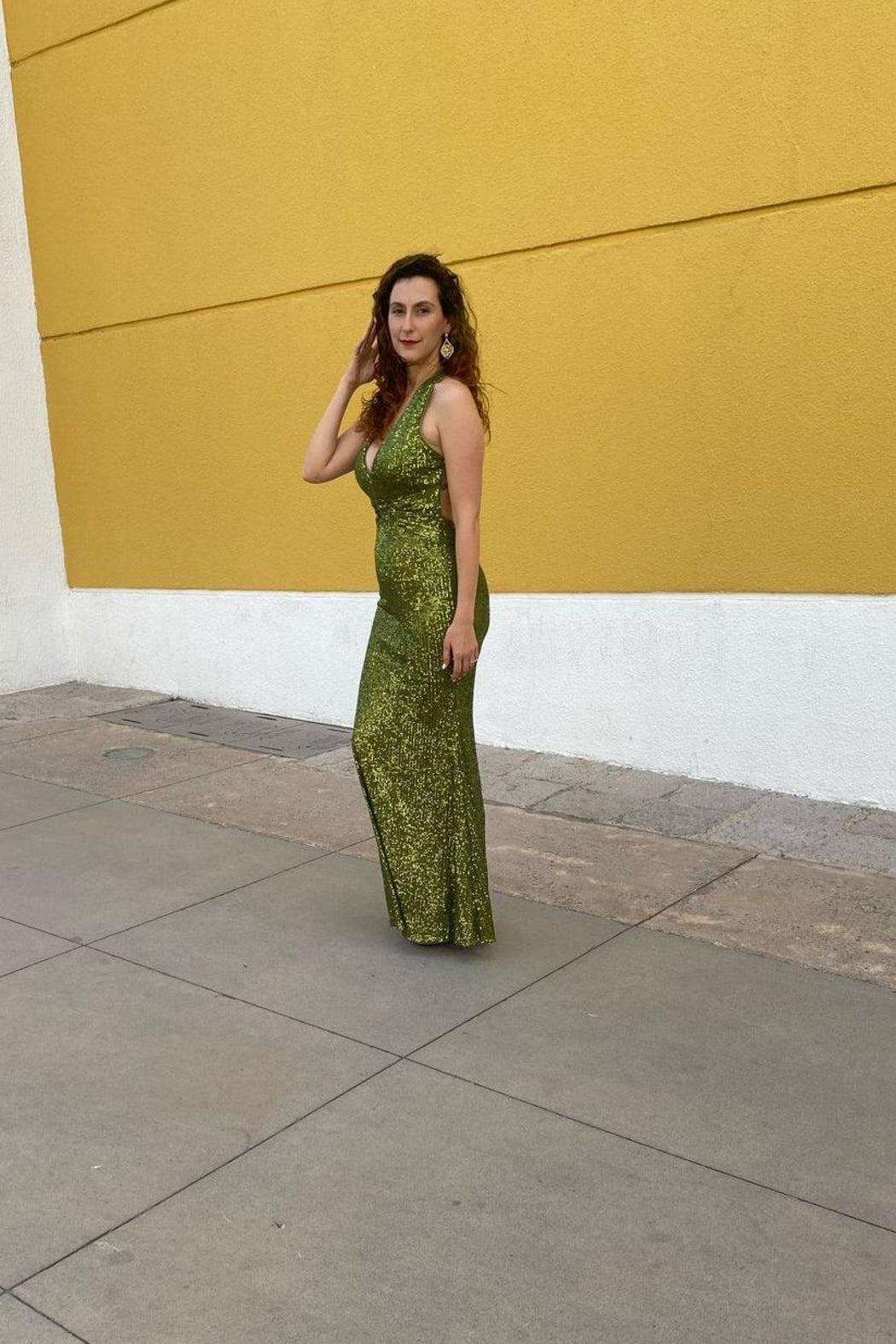 Olive Sequin Dress Product Image