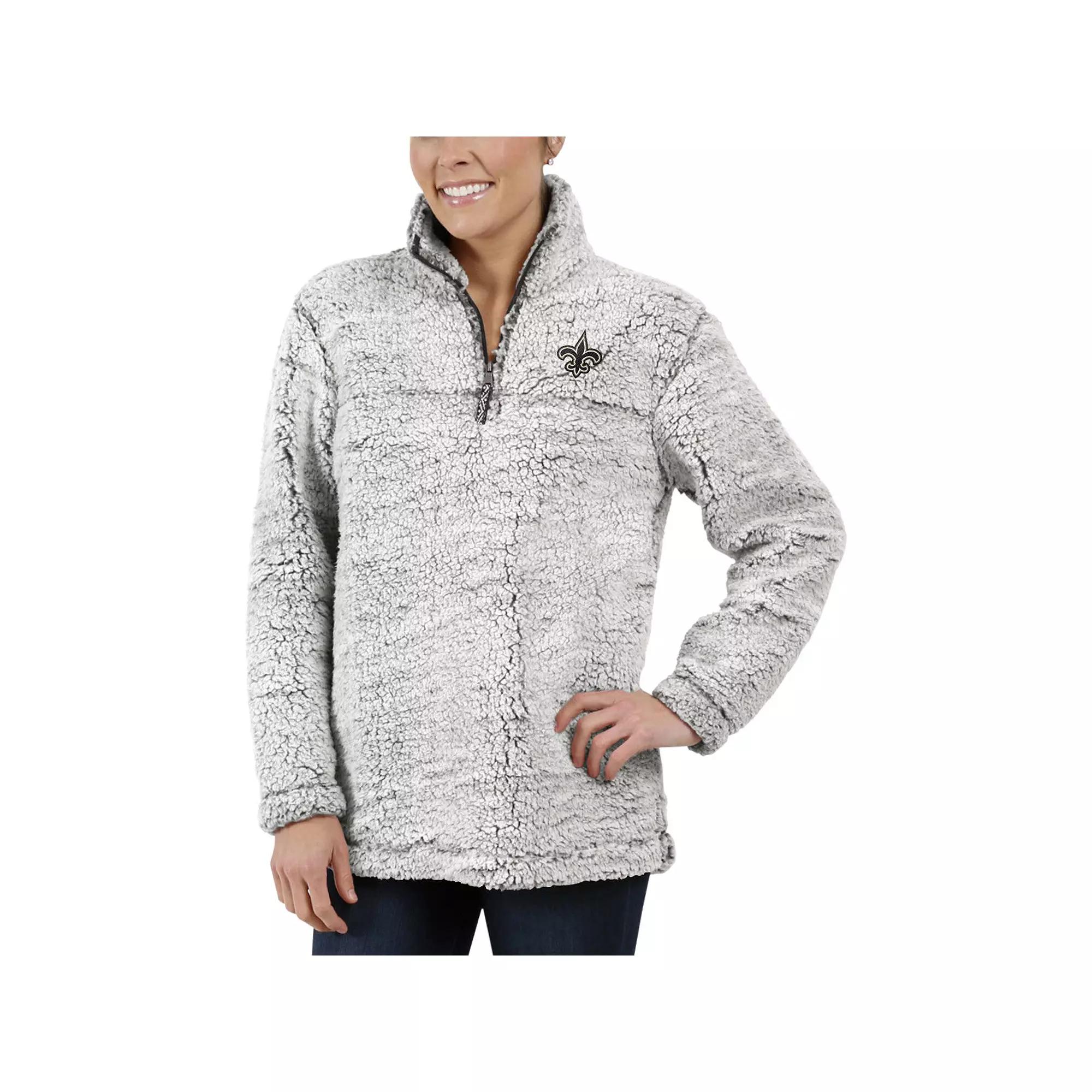 Women's G-III 4Her by Carl Banks Gray New Orleans Saints Sherpa Quarter-Zip Pullover Jacket,  Product Image