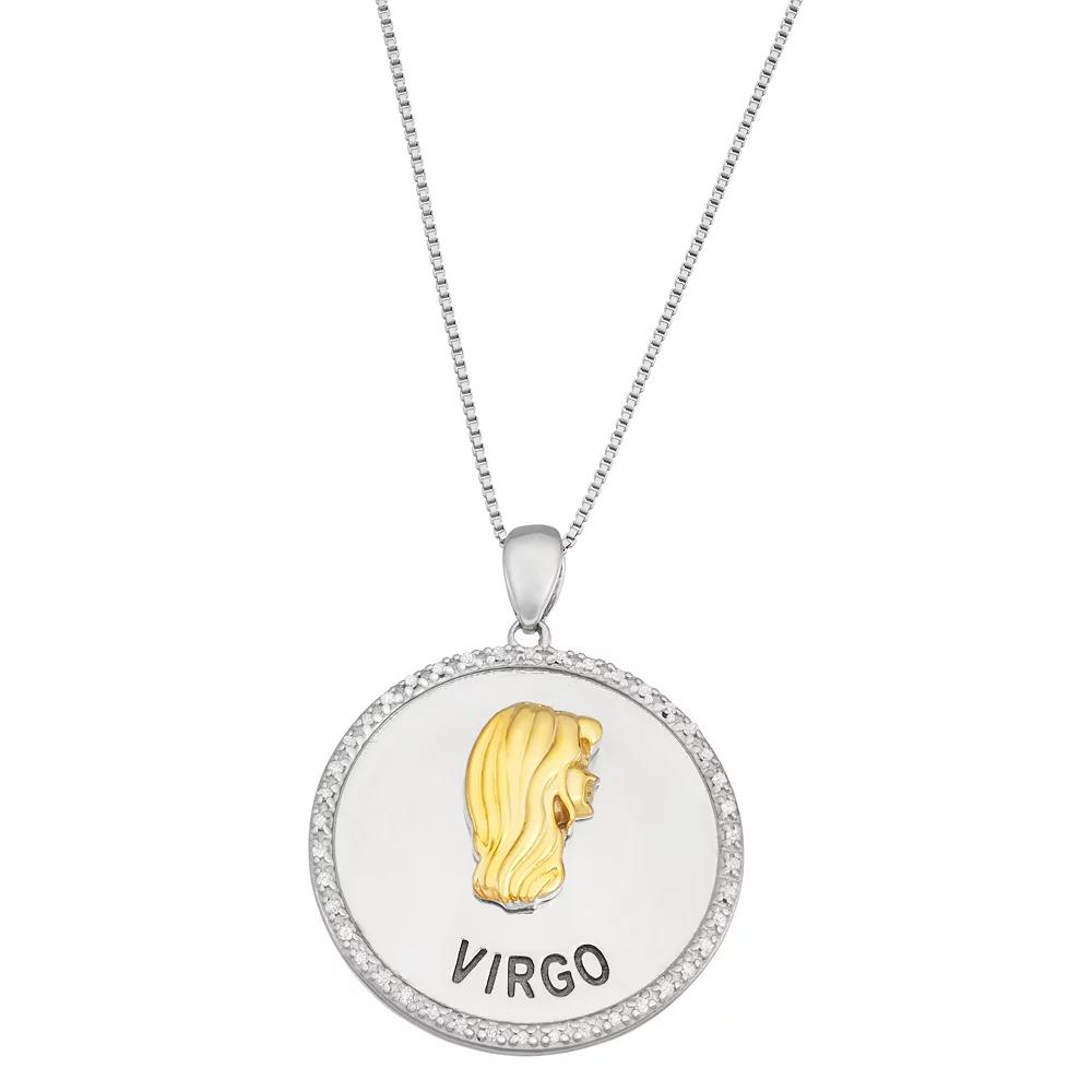 Jewelexcess 1/6 Carat T.W. Diamond Two-Tone Sterling Silver Zodiac Pendant Necklace, Women's,  Product Image