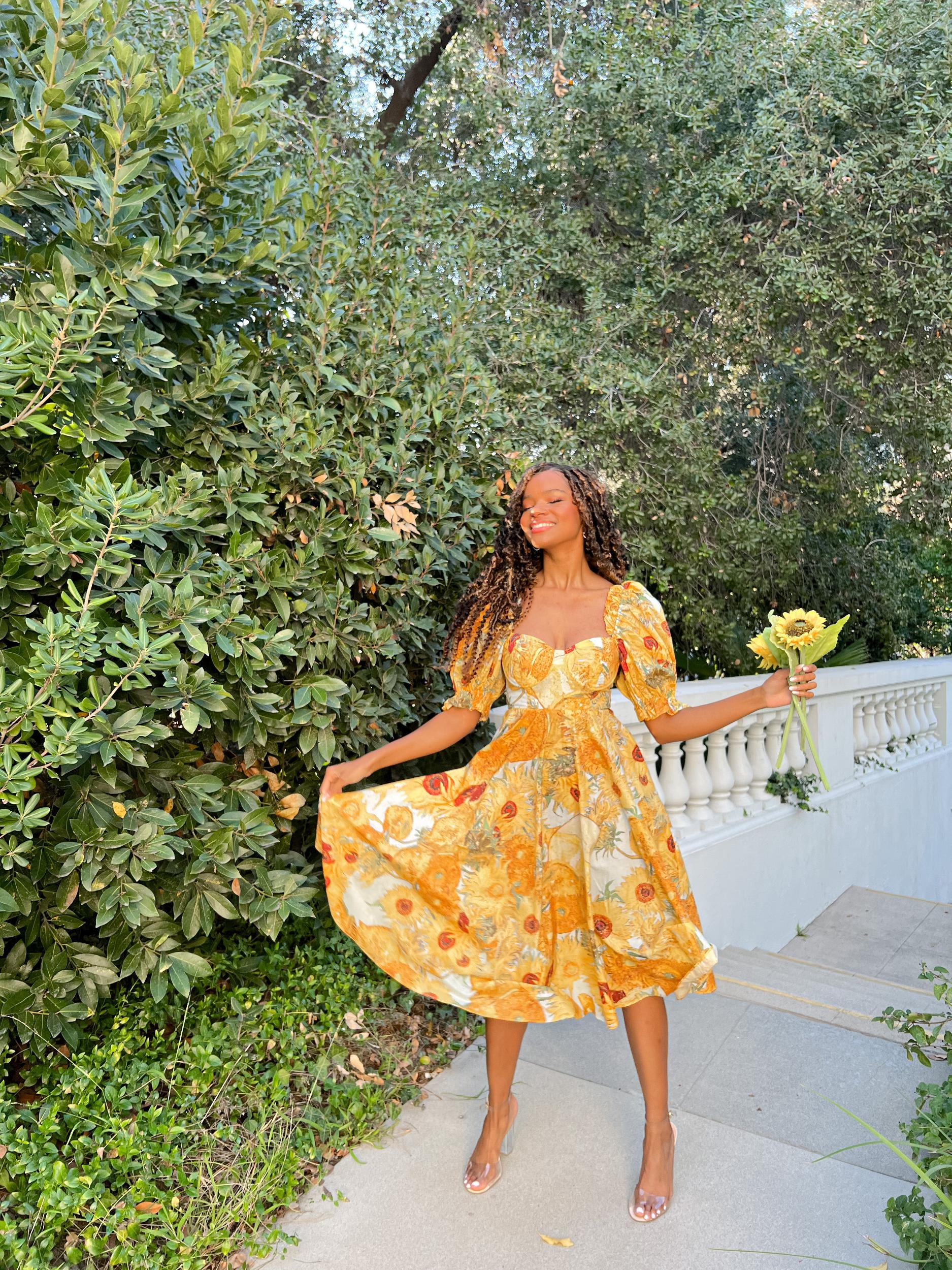 Sunflowers Tea Rose Dress Product Image