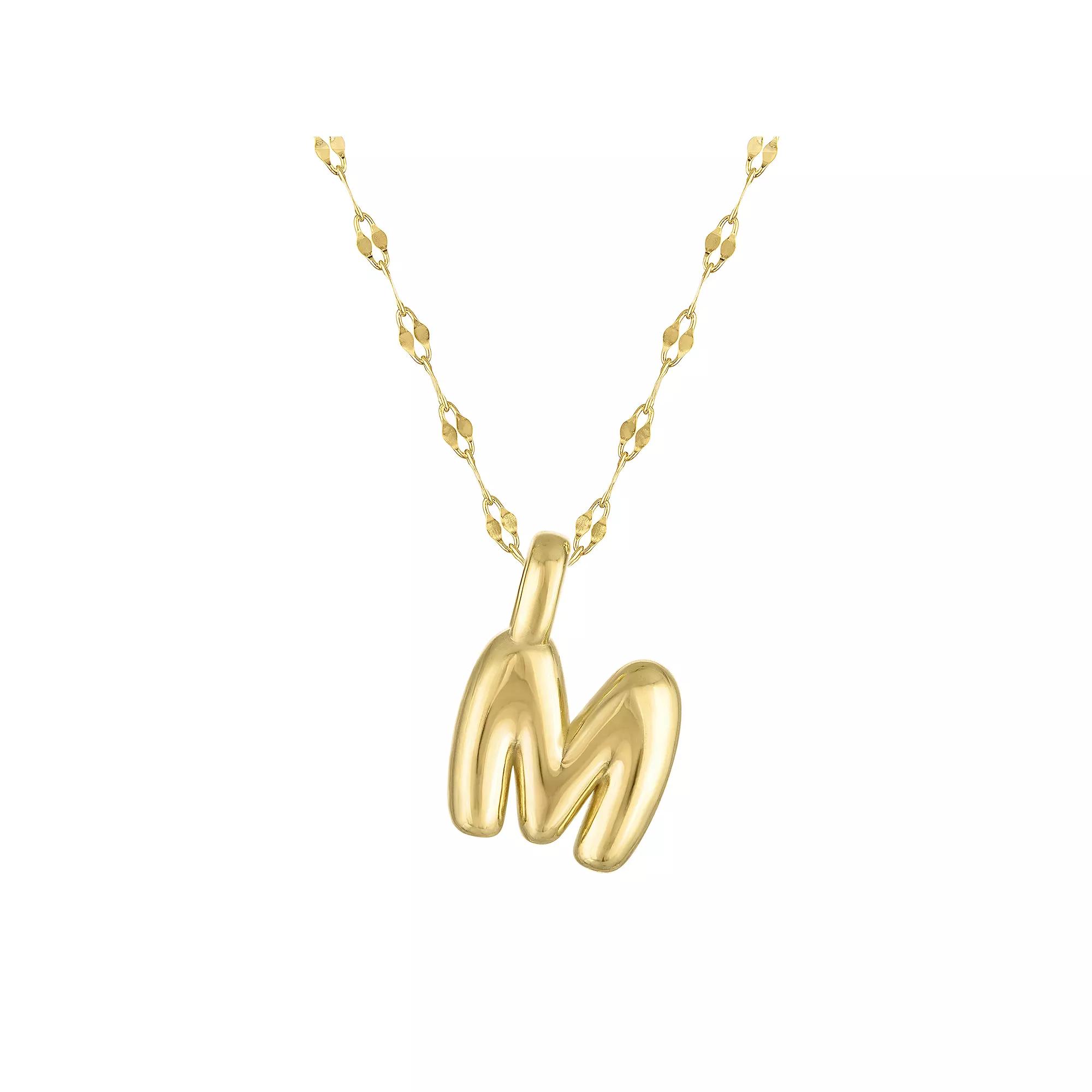 Junior Jewels 14k Gold Over Silver Bubble Initial Pendant Necklace, Women's, Size: 15.5", Gold Tone M Product Image