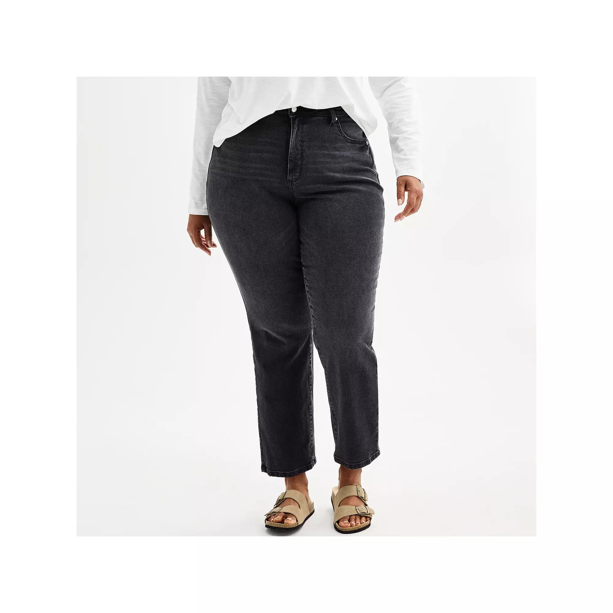 Plus Size Sonoma Goods For Life® High Rise Curvy Straight Jeans, Women's, Size: 20 W, Black Wash Product Image