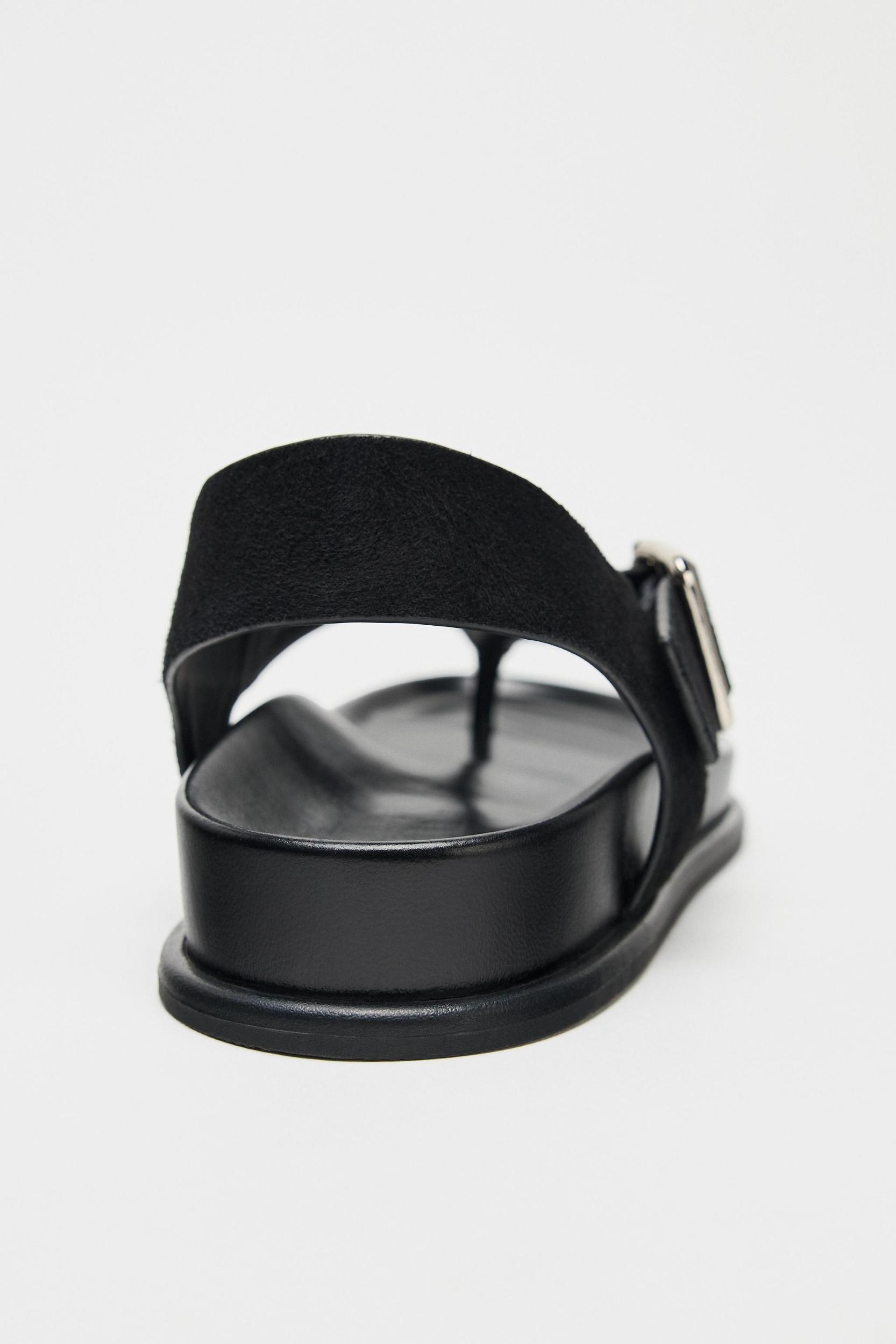 SUEDE FLAT SANDALS Product Image