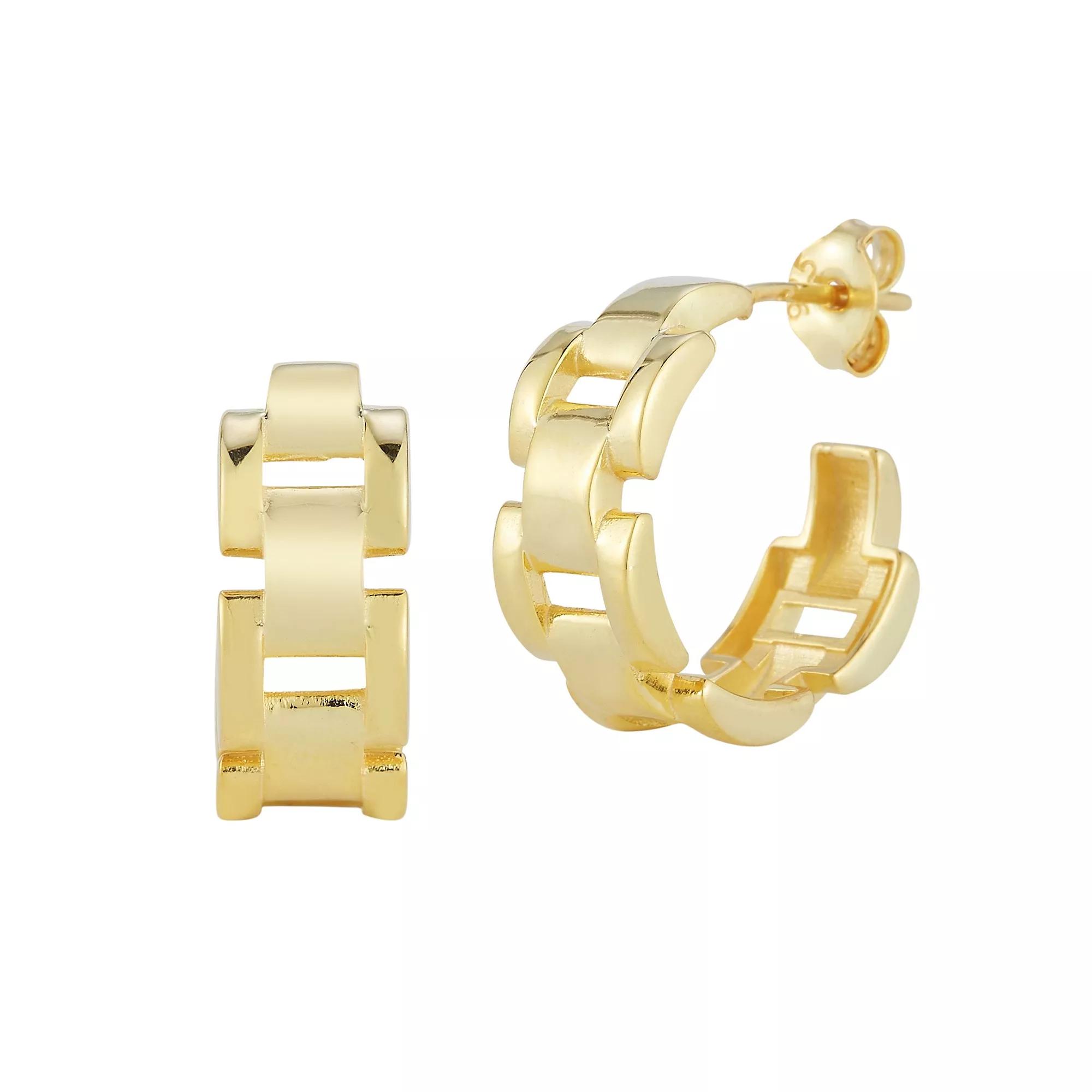 Sunkissed Sterling Bold Chain Link Hoop Earrings, Women's, Gold Tone Product Image