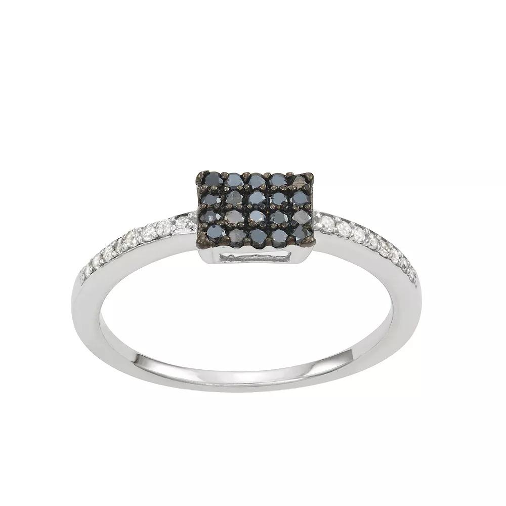 Jewelexcess Sterling Silver 1/4 Carat T.W. Black & White Diamond Ring, Women's, Size: 7 Product Image