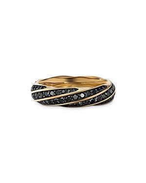 David Yurman Mens 18K Yellow Gold Cable Edge Black Diamond Pave Ring Product Image