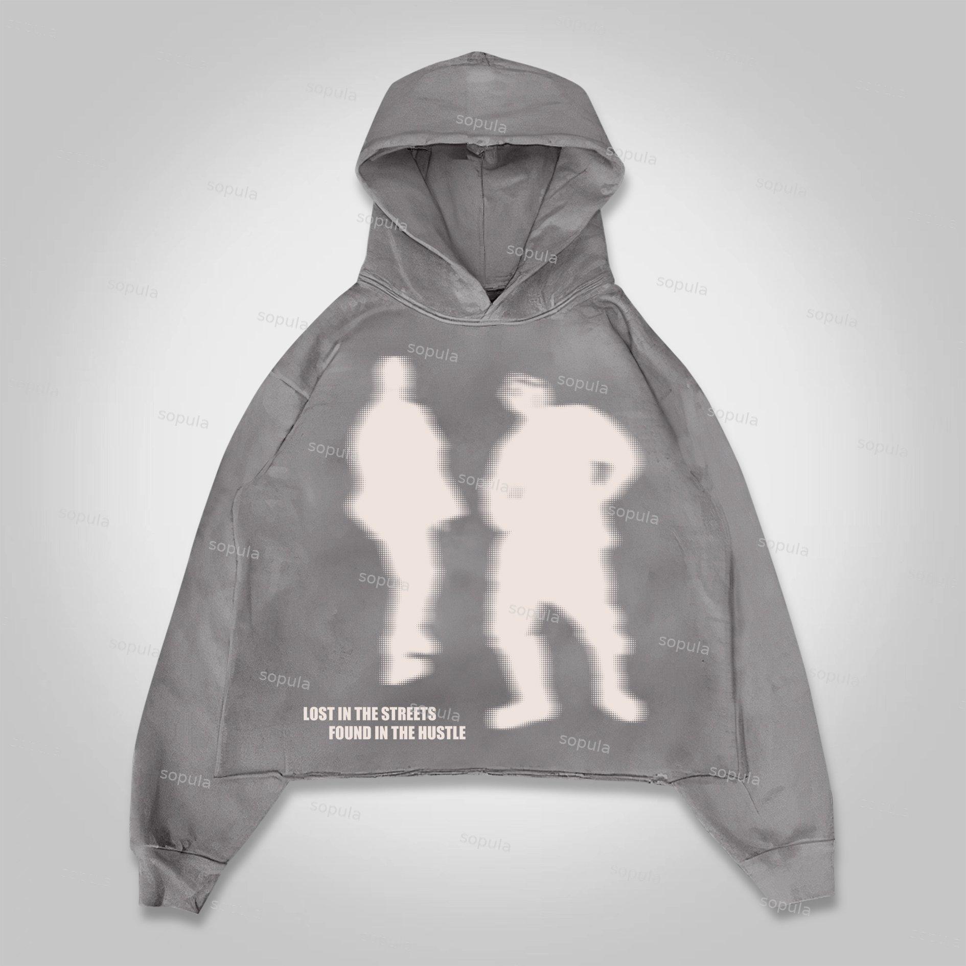 Sopula Street Outlet Abstract Character Graphics Cropped Hoodie Product Image