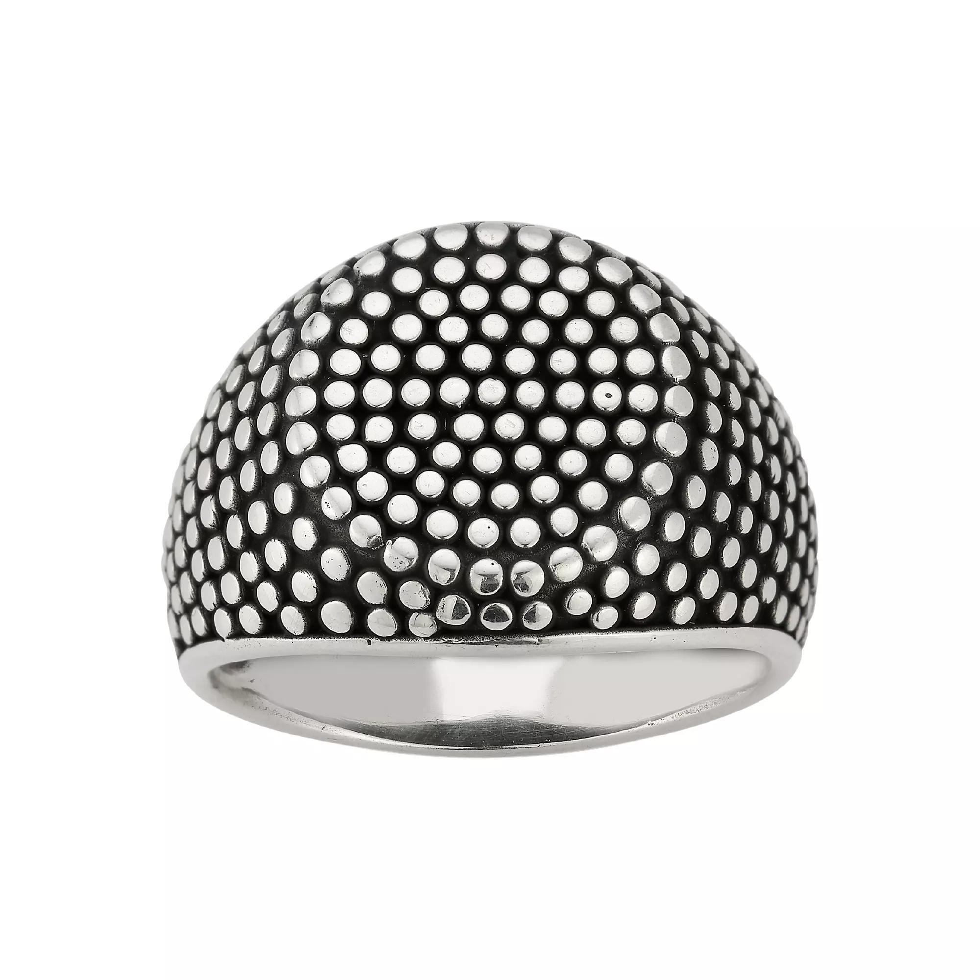 Menster Men's Sterling Silver Oxidized Dotted Signet Ring, Size: 9 Product Image