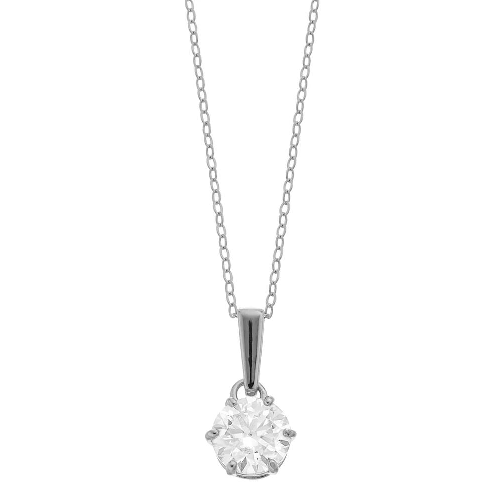 Stella Valentino Sterling Silver 2 Carat T.W. Lab-Created Moissanite Drop Pendant Necklace, Womens Product Image