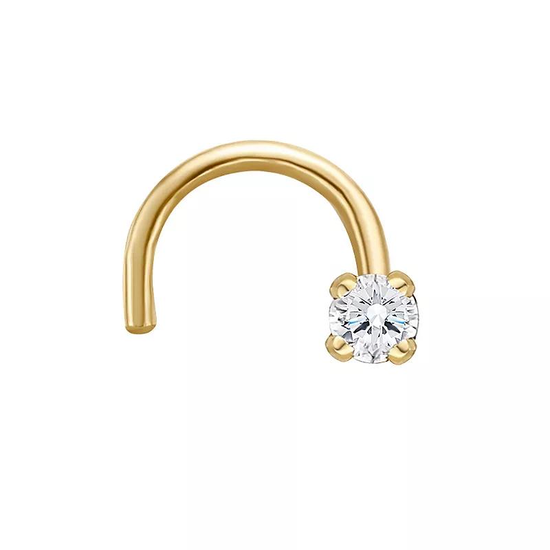 Lila Moon 14k Gold Diamond Accent Curved Nose Stud, Women's Product Image