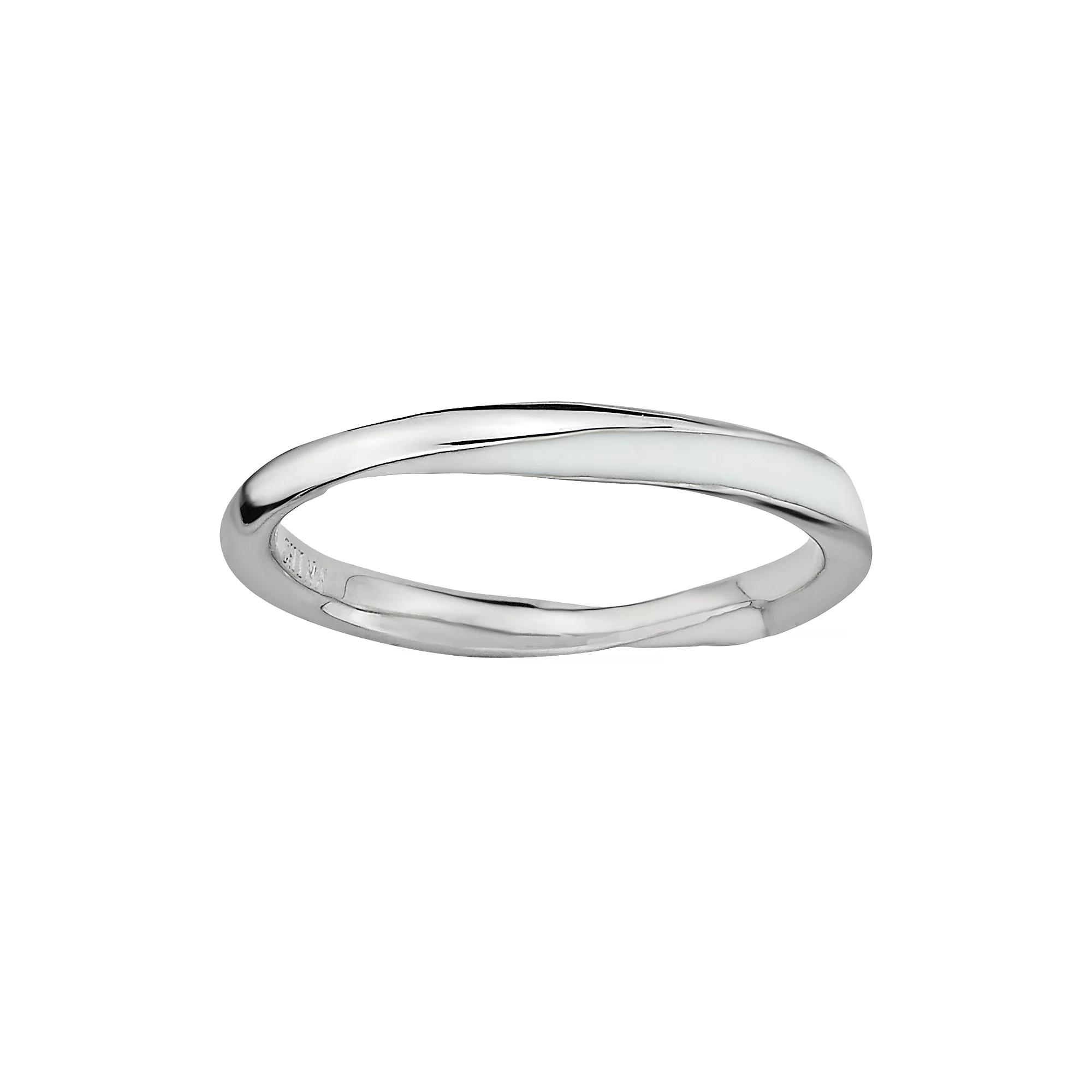 Stacks & Stones Sterling Silver White Enamel Twist Stack Ring, Women's,  Product Image
