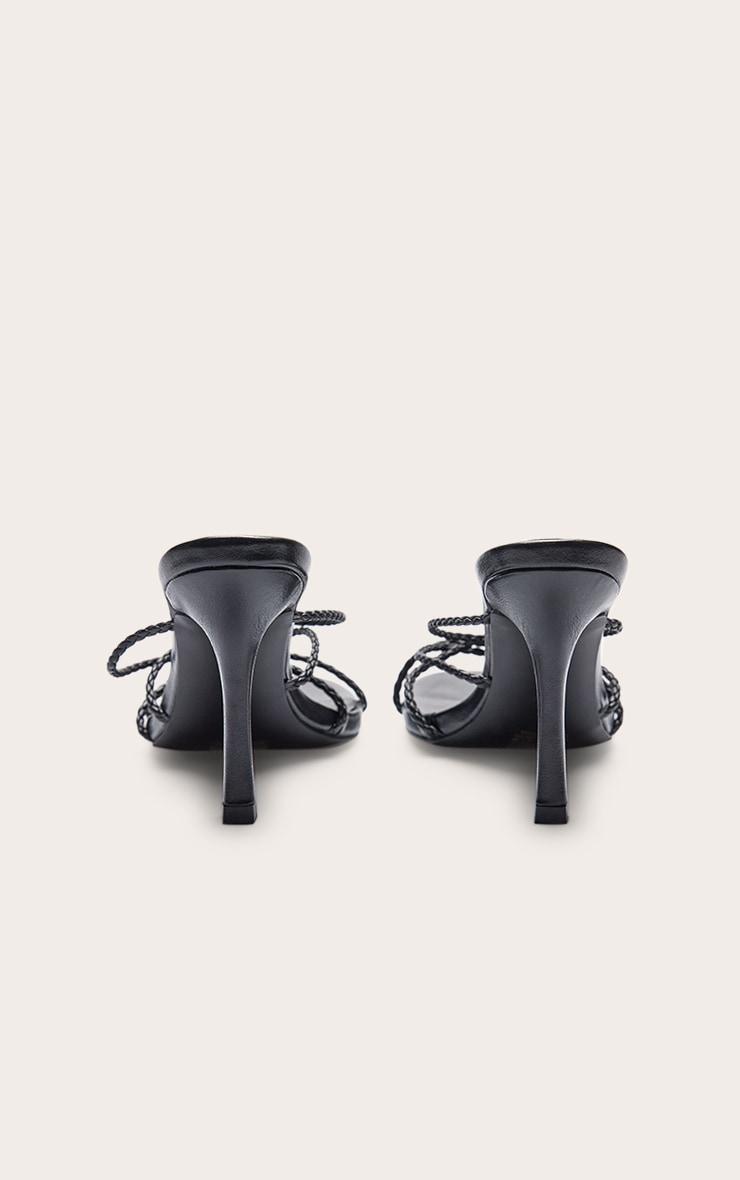 Black Pu Braided Strap Heeled Mule Product Image
