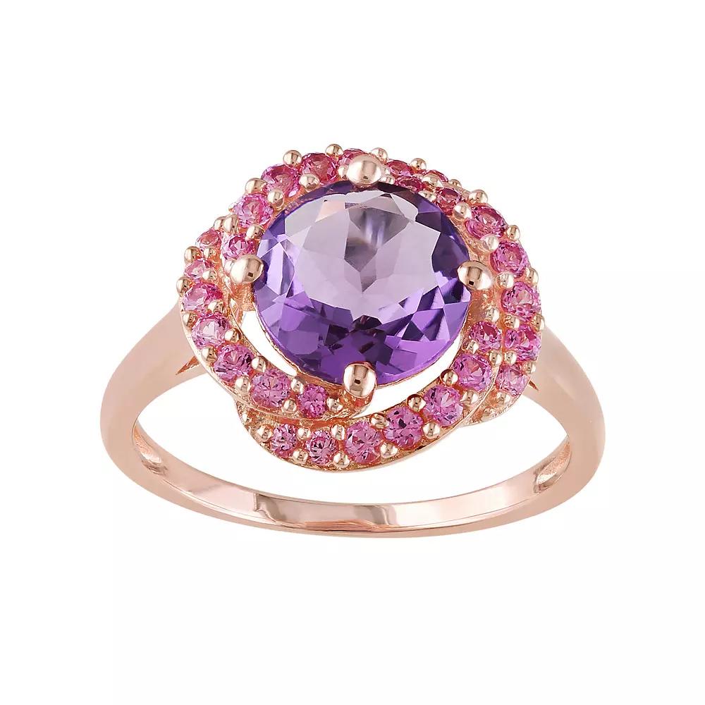 Stella Grace Sterling Silver Amethyst & Lab-Created Pink Sapphire Knot Ring, Women's, Size: 8, Purple Product Image