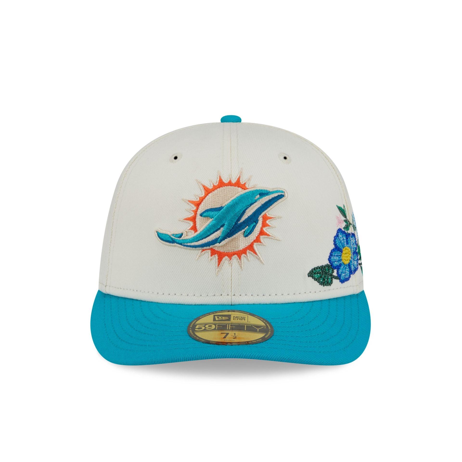 Miami Dolphins Tonal Florals White 59FIFTY Fitted Hat Male Product Image