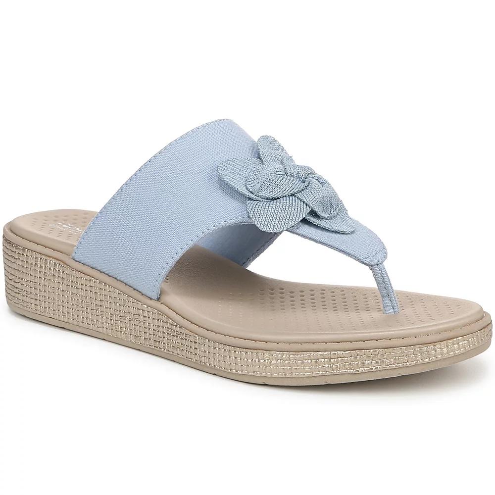 LifeStride Bloom Women's Wedge Thong Sandals, Size: 9 Wide, Skyway Blue Product Image