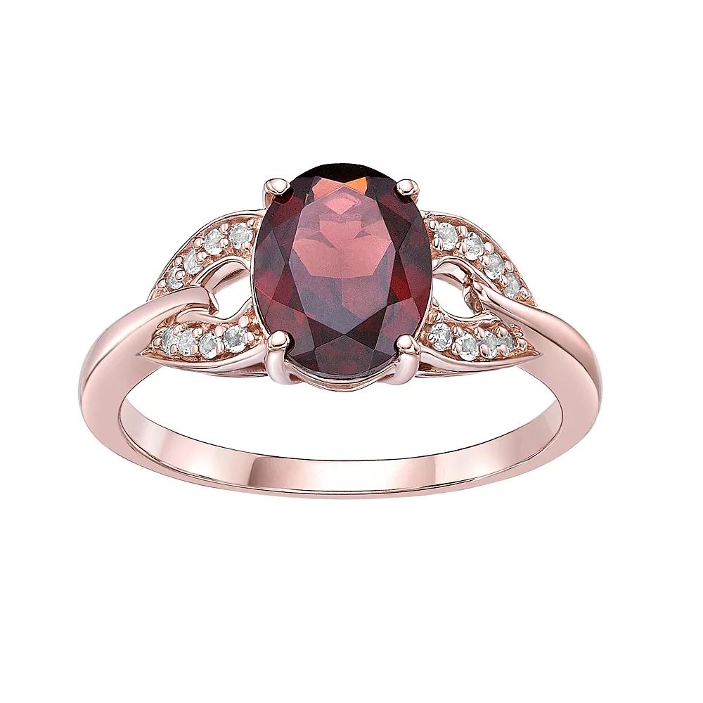 Gemminded 18k Rose Gold Over Silver Garnet & White Topaz Ring, Women's, Size: 6, Pink Tone Product Image