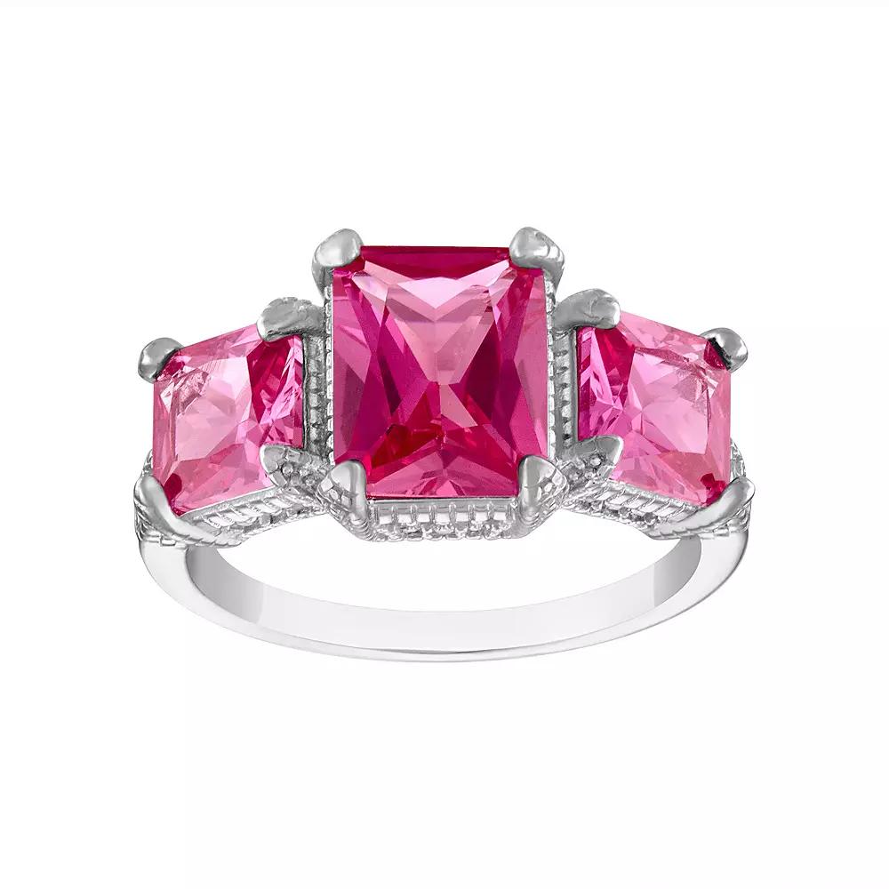 Designs by Gioelli Sterling Silver Gemstone 3-Stone Ring, Women's,  Product Image