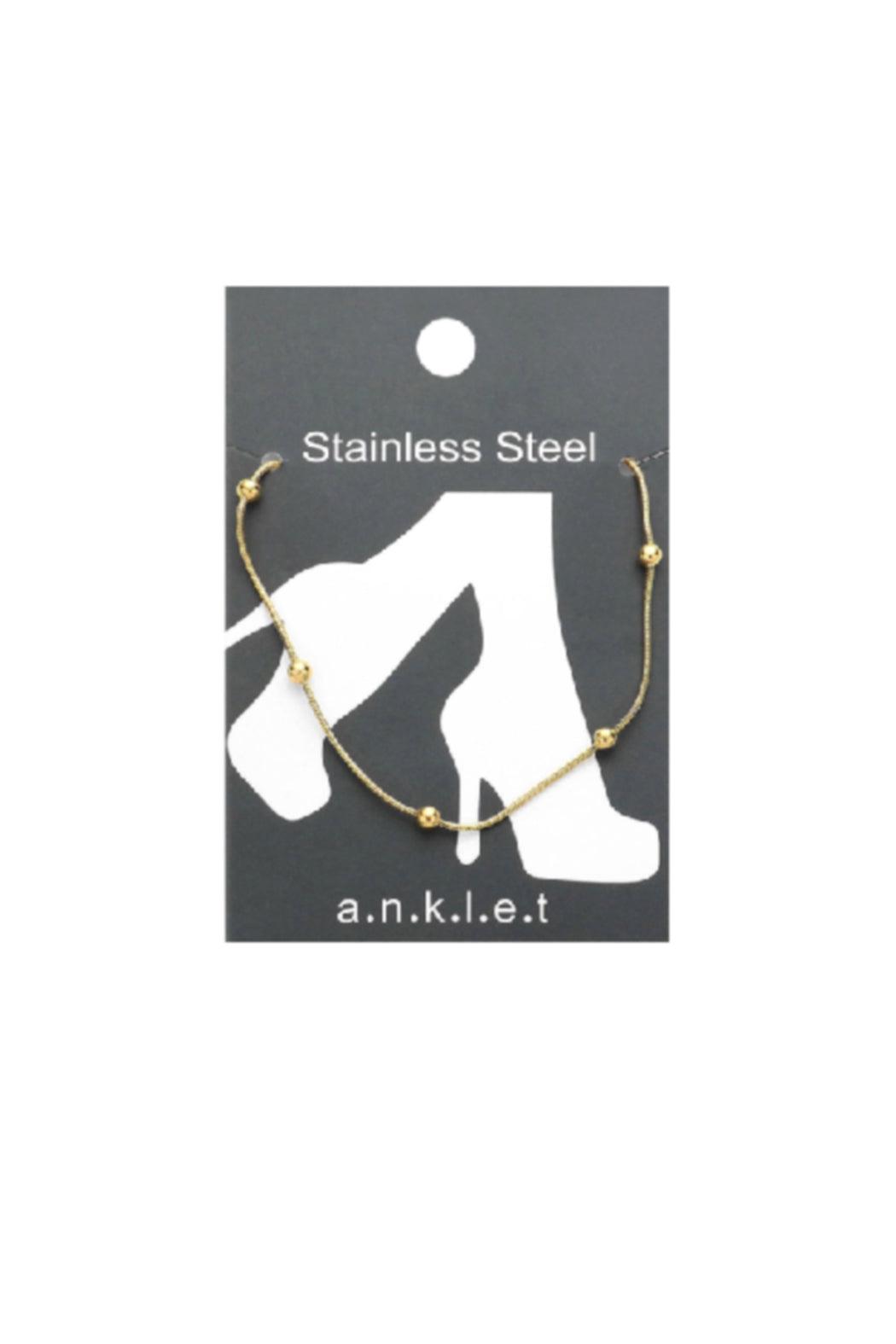 Stainless Steel Snake with Bead Chain Anklet Product Image