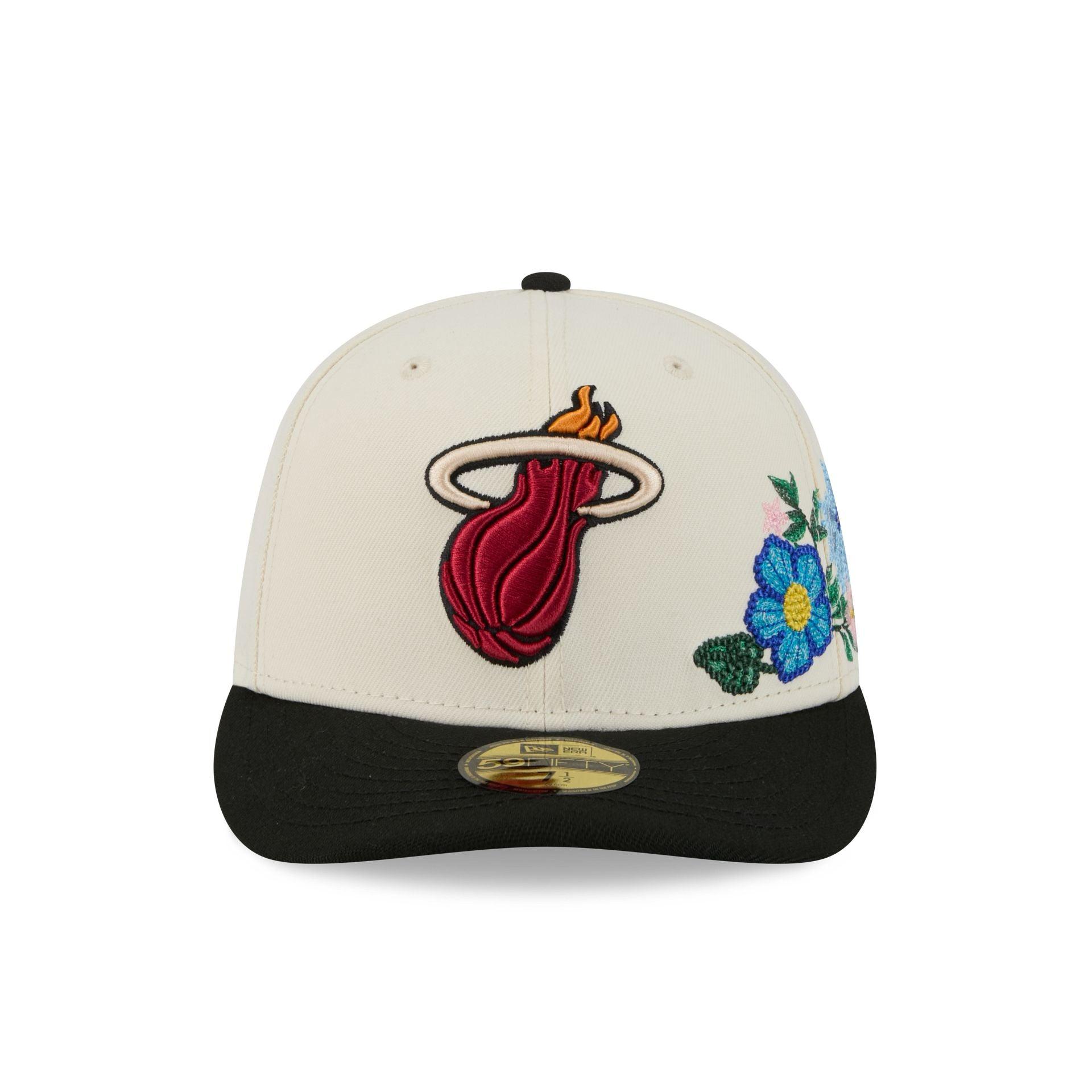 Miami Heat Tonal Florals White 59FIFTY Fitted Hat Male Product Image