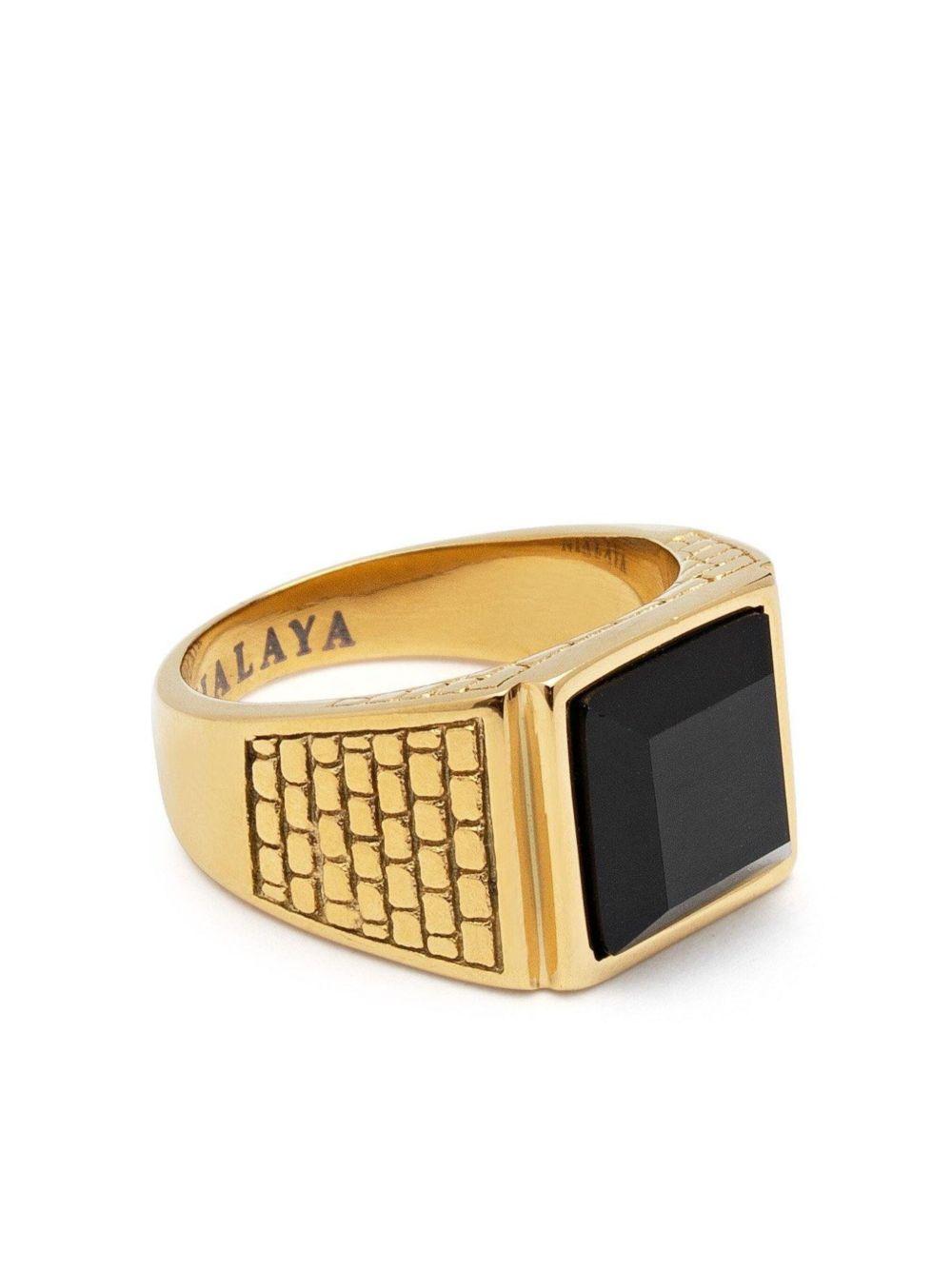 Golden Brick agate signet ring  Product Image