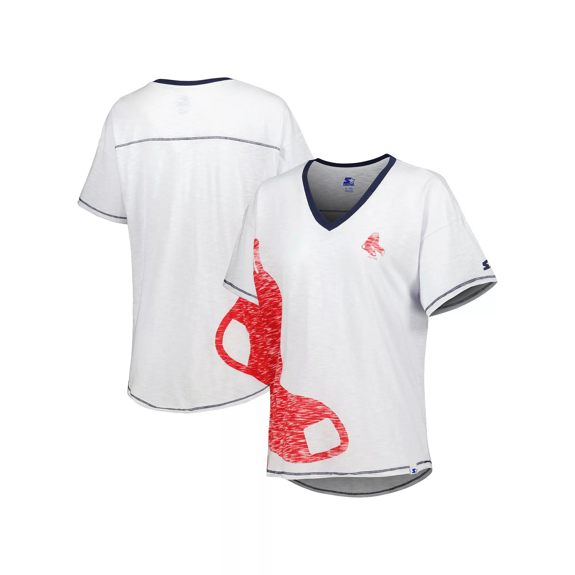 Women's Starter White Boston Red Sox Perfect Game V-Neck T-Shirt,  Product Image