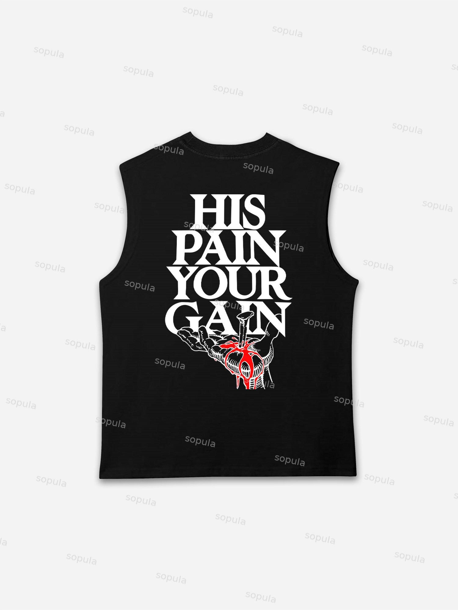 Lord's Gym God Print Cotton Casual Tank Top Product Image