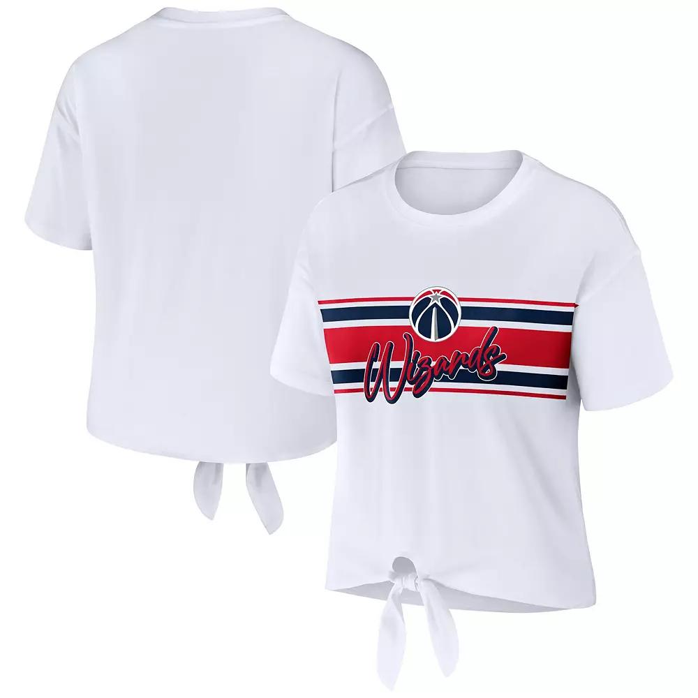Women's WEAR by Erin Andrews  White Washington Wizards Tie-Front T-Shirt, Size: Large, Wiz White Product Image
