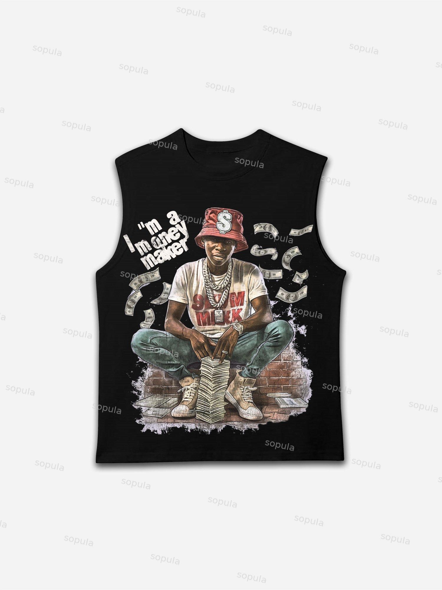 Vintage Street I'm A Money Maker Graphic Tank Top Product Image