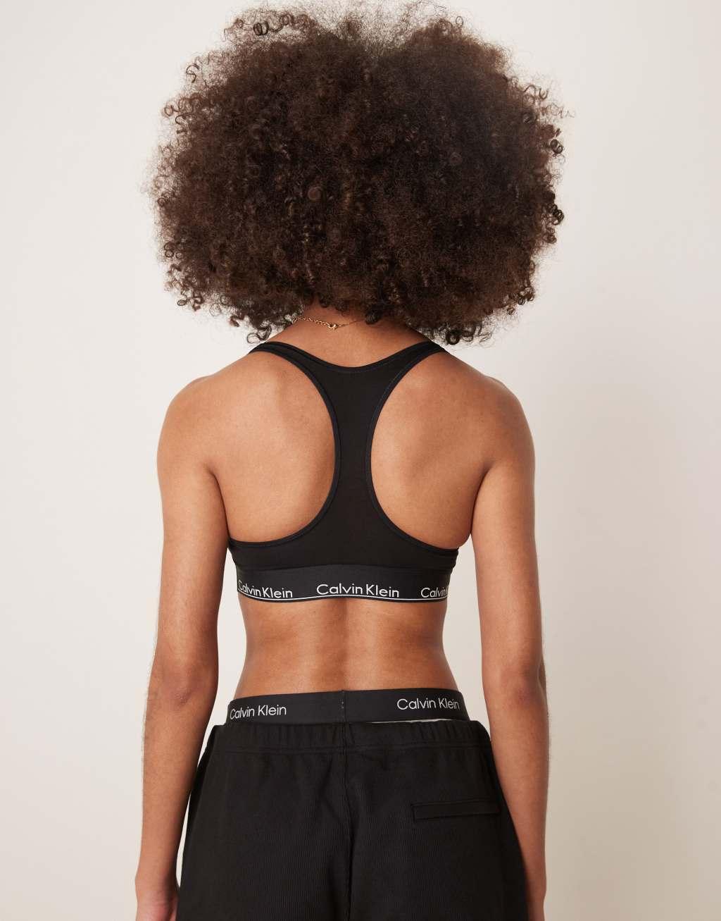 Calvin Klein modern cotton logo tape bralette in black Product Image