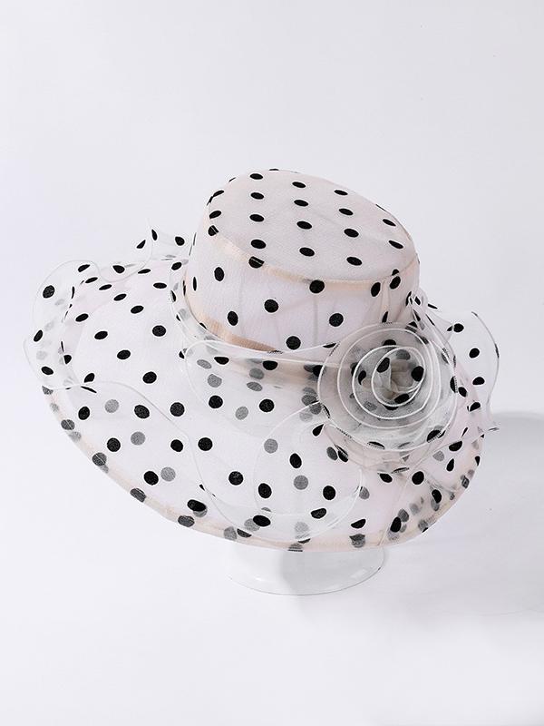 Flower Shape Gauze Polka Dot See-Through Split-Joint Sun Hat Product Image