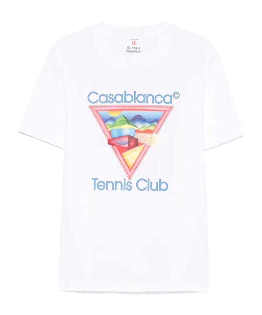 CASABLANCA Cotton Crew Neck T-shirt With Graphic Print In White Product Image