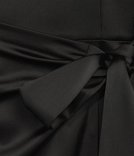 Gianni Bini Sasha Satin Sleeveless Asymmetrical Spaghetti Strap Tie Waist Wrap Tie Mini Dress Product Image