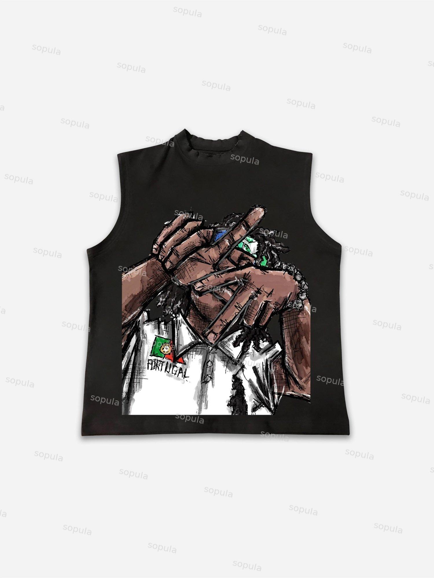 Street Graffiti Cartoon Character Graphic Vests Product Image