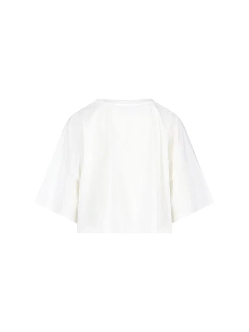 CHLOÉ White Cropped Crewneck T-shirt With Maxi Logo Print On The Front In Cotton Woman In Multicolor Product Image