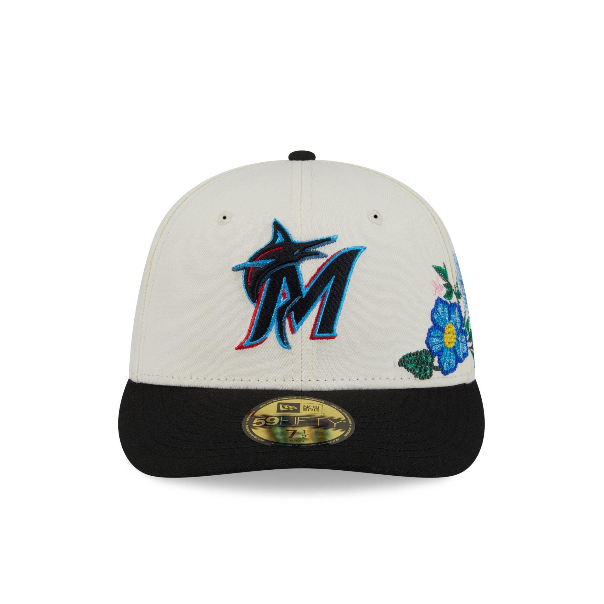 Miami Marlins Tonal Florals White 59FIFTY Fitted Hat Male Product Image