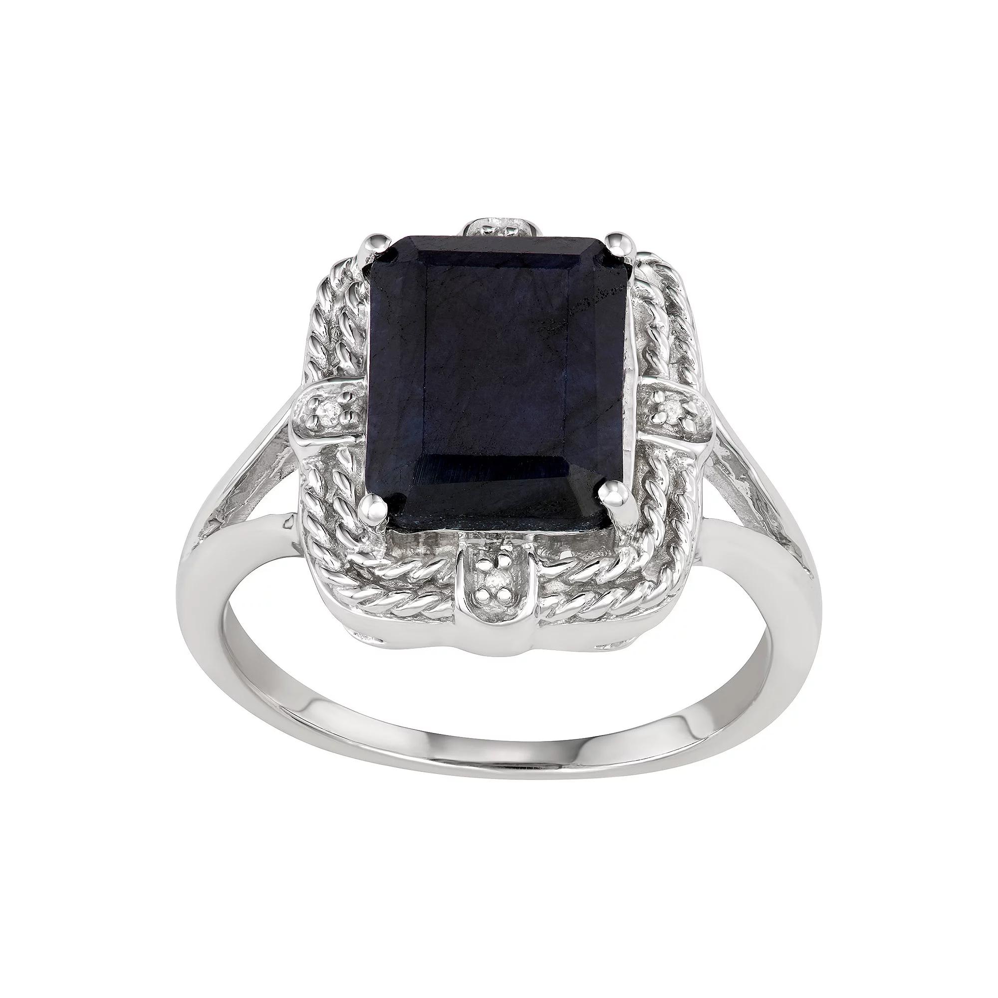 Jewelexcess Sterling Silver Sapphire & Diamond Accent Ring, Women's, Size: 8 Product Image