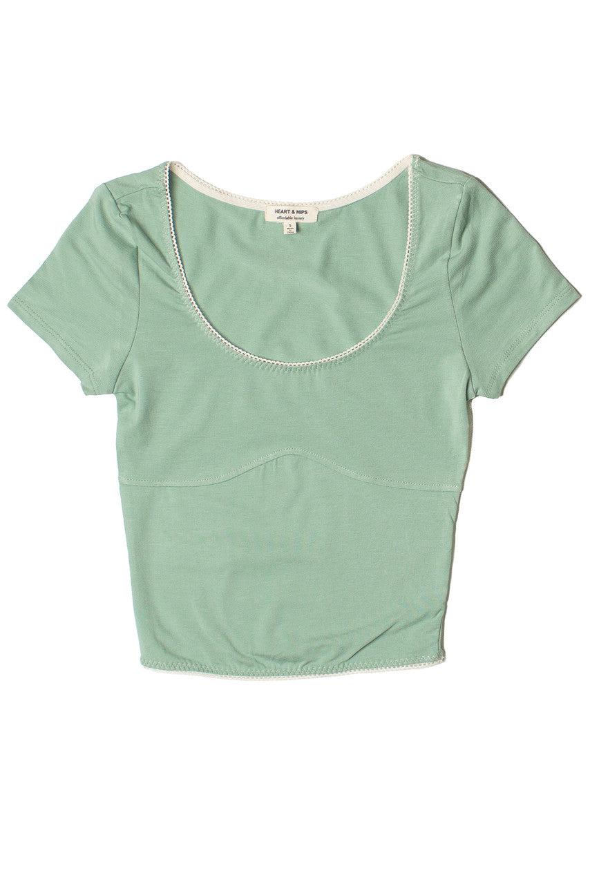 Underbust Seam Lace Trim Tee Product Image