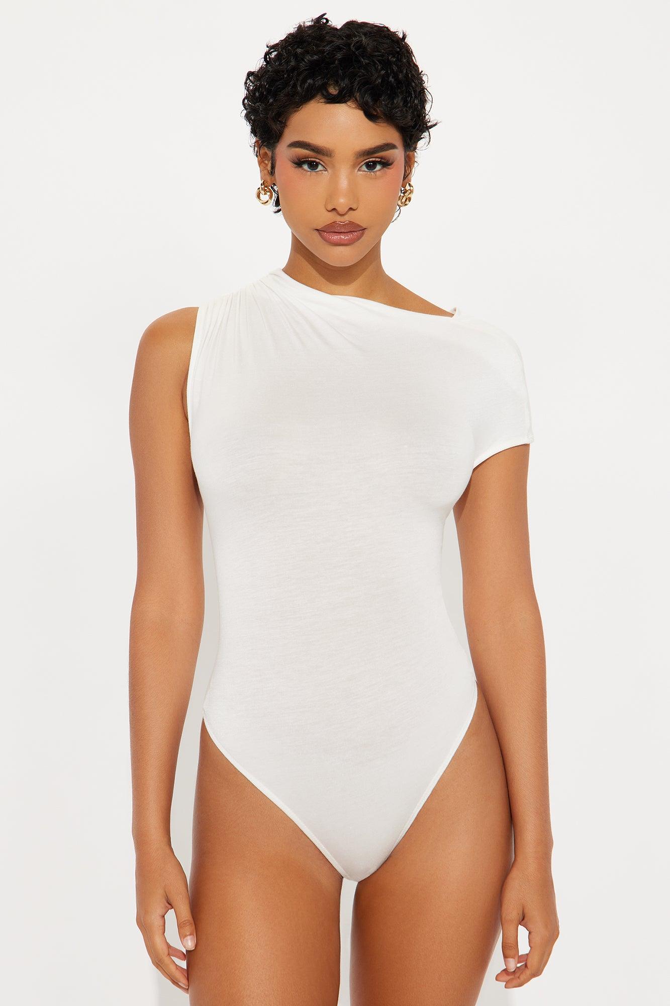 Lucy Ruched High Neck Bodysuit - Ivory Female Product Image