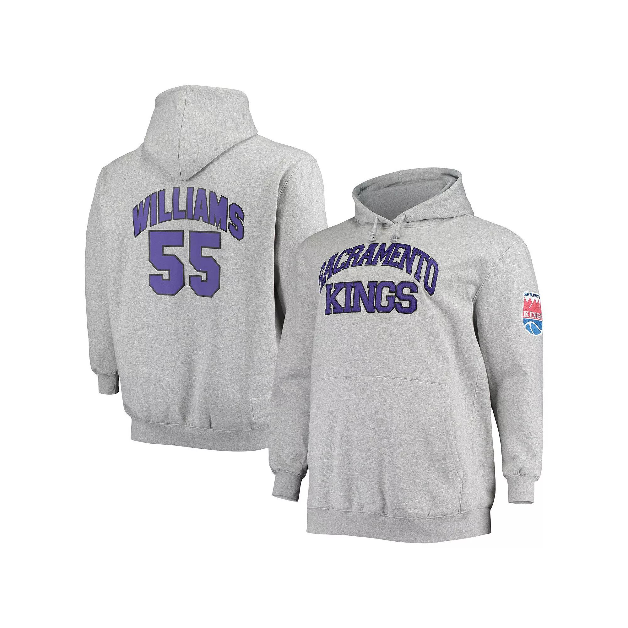 Men's Mitchell & Ness Jason Williams Heathered Gray Sacramento Kings Big & Tall Name & Number Pullover Hoodie, Size: 4XLT, Kng Grey Product Image
