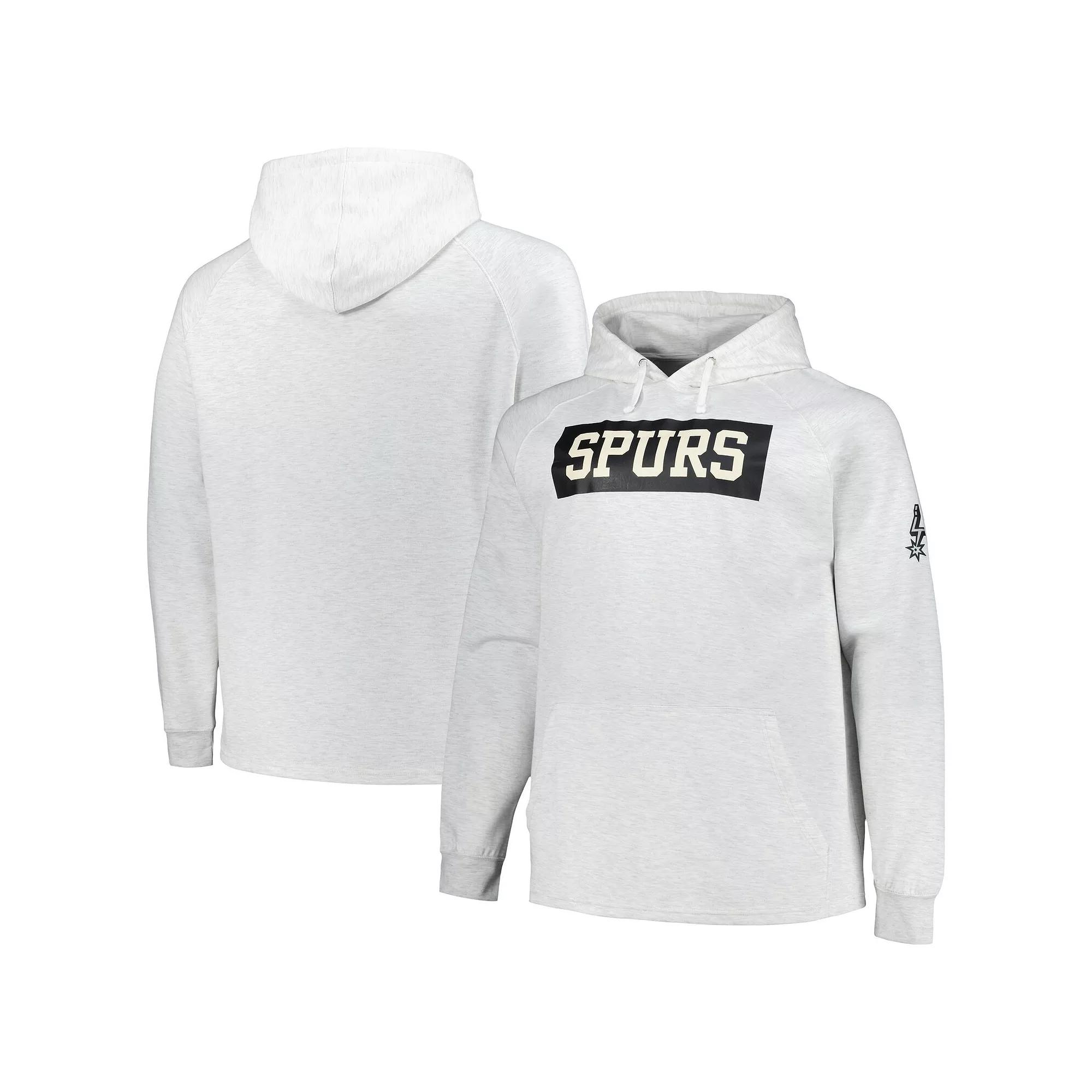 Men's Fanatics Ash San Antonio Spurs Big & Tall Raglan Tri-Blend Pullover Hoodie,  Product Image