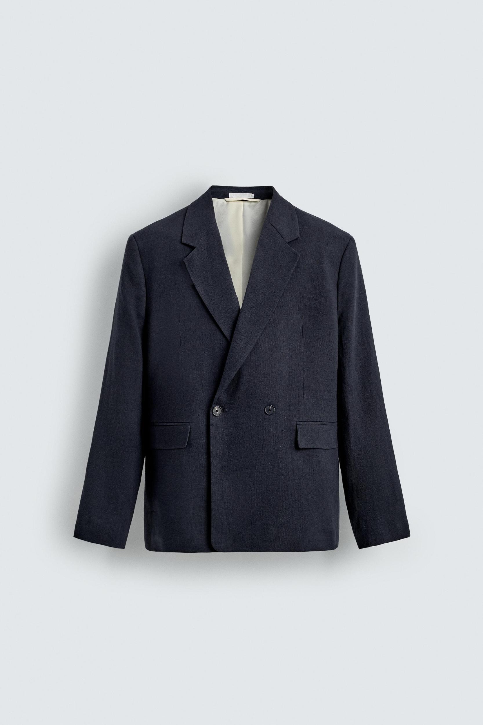 DOUBLE BREASTED LINEN - COTTON SUIT JACKET Product Image