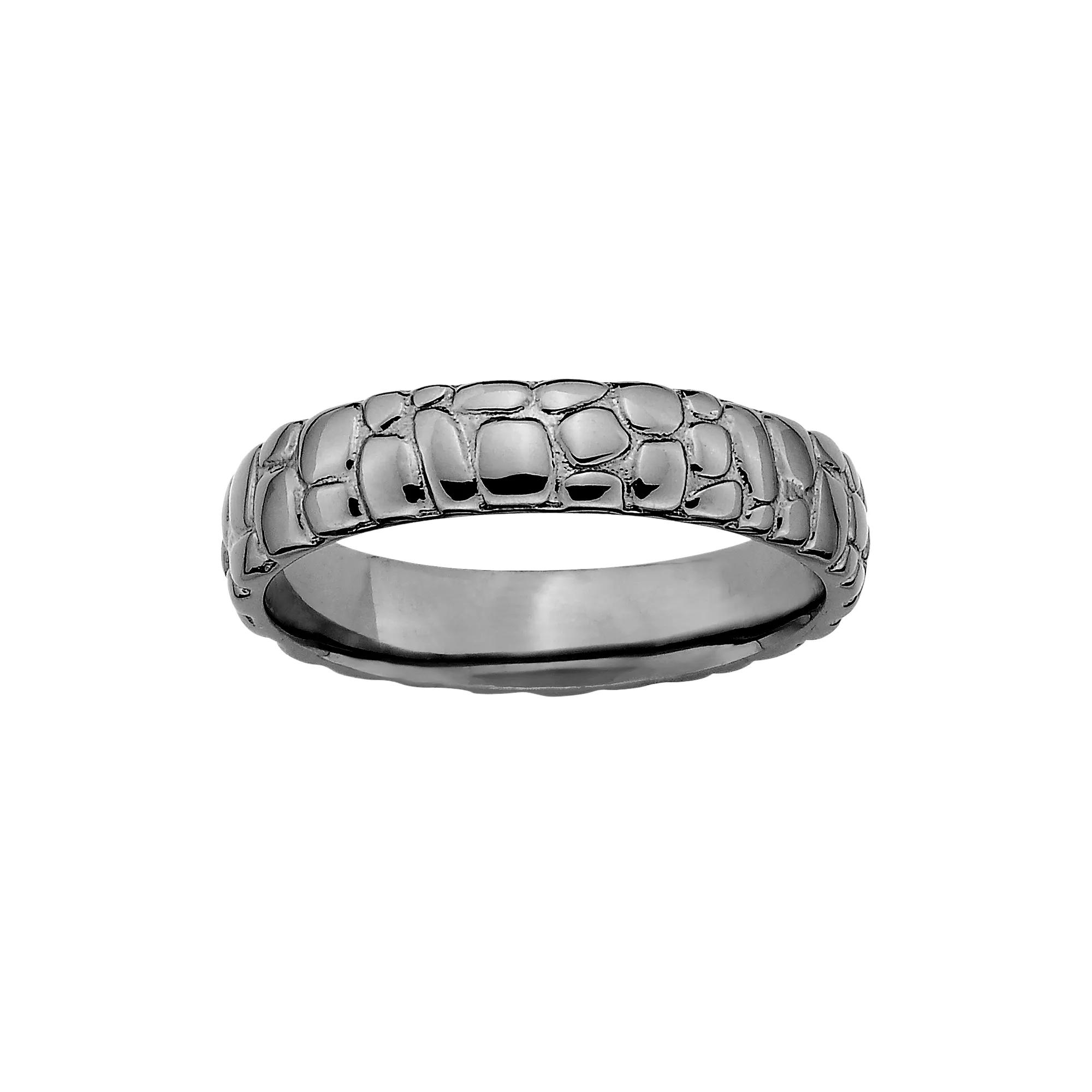 Stacks & Stones Ruthenium-Plated Sterling Silver Pebbled Stack Ring, Women's, Size: 7 Product Image