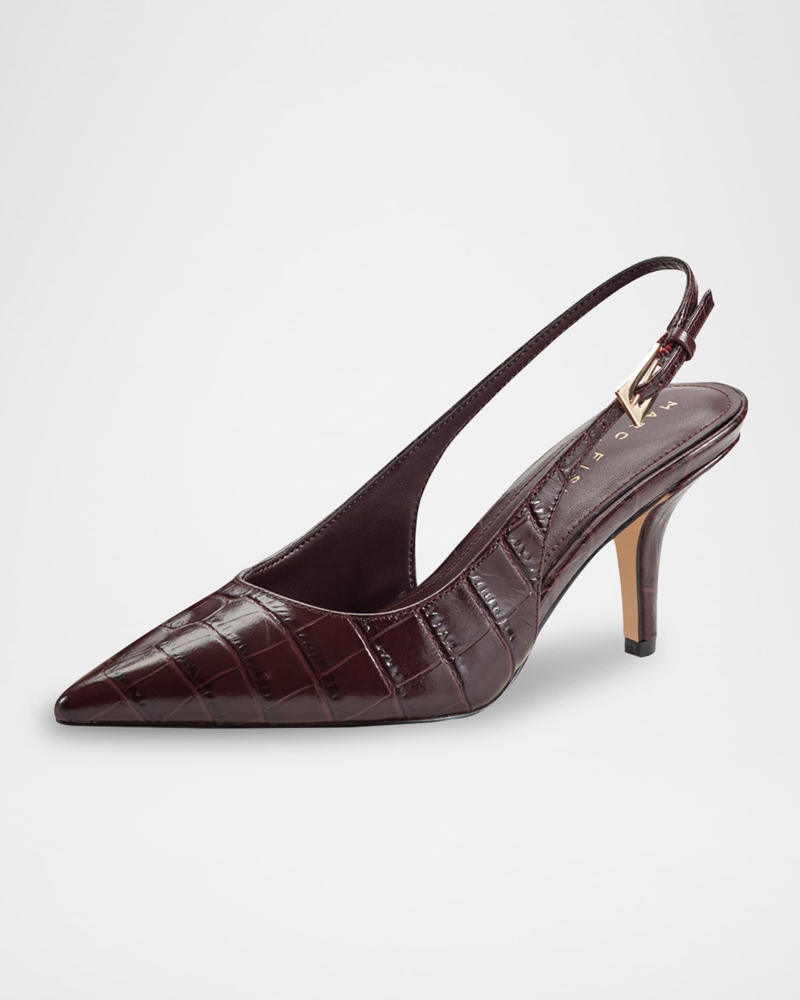 Dorie Croc-Embossed Leather Slingback Pumps Product Image