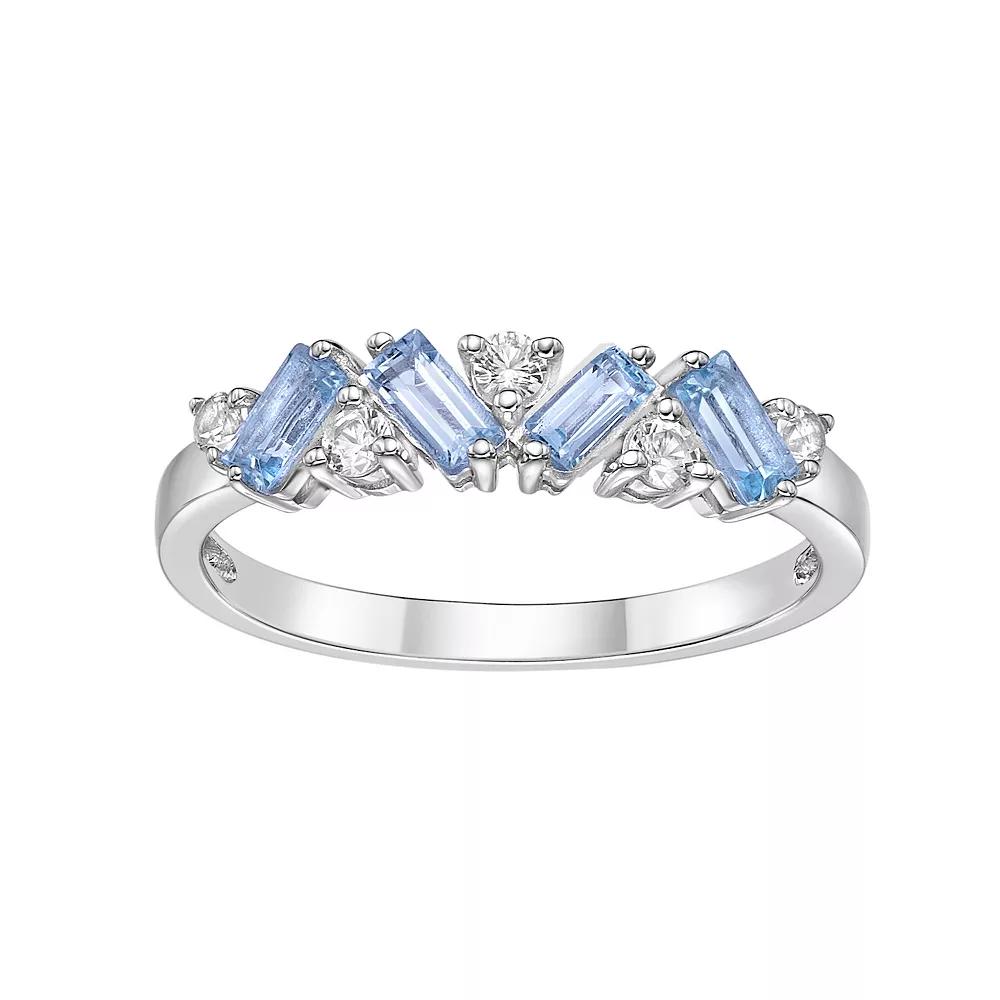 Gemminded Sterling Silver Blue Topaz & Lab-Created White Sapphire Ring, Women's, Size: 5 Product Image