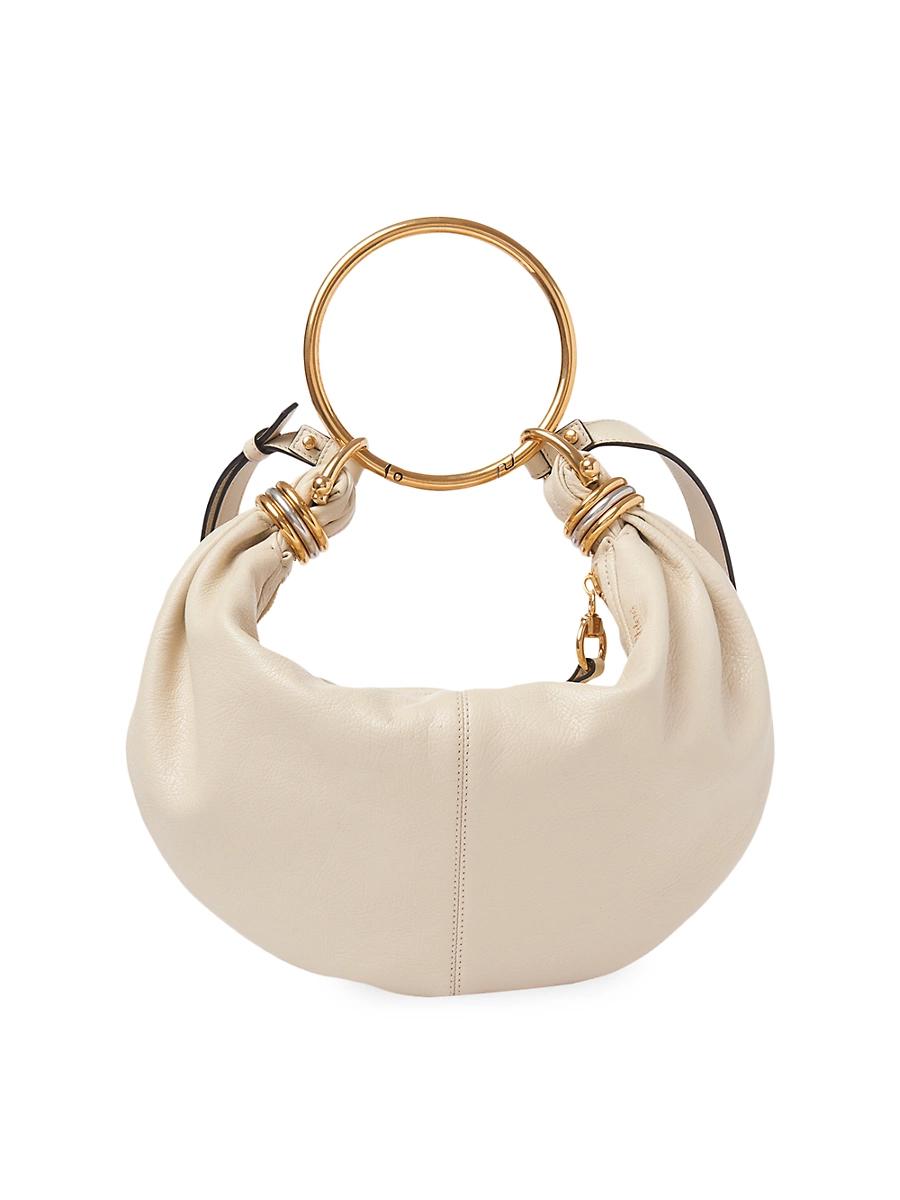 Womens Small Bracelet Grained Leather Hobo Bag Product Image