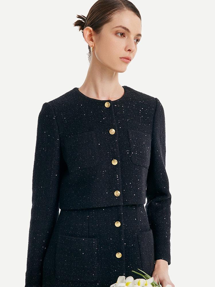 Tweed Fake Two-piece Tailored Wool Dress Product Image