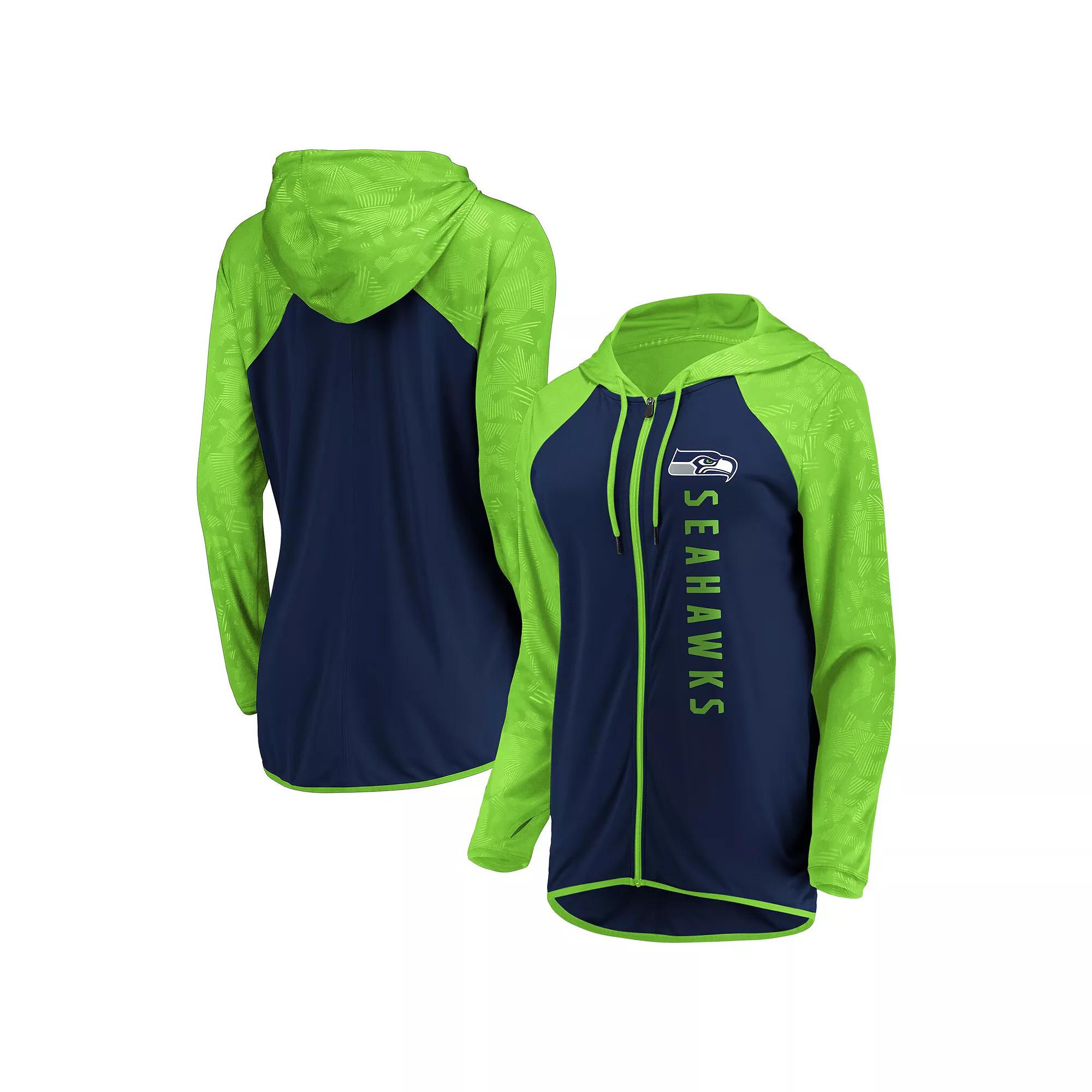 Womens Fanatics Branded College Seattle Seahawks Forever Fan Logo Full-Zip Hoodie Blue Product Image