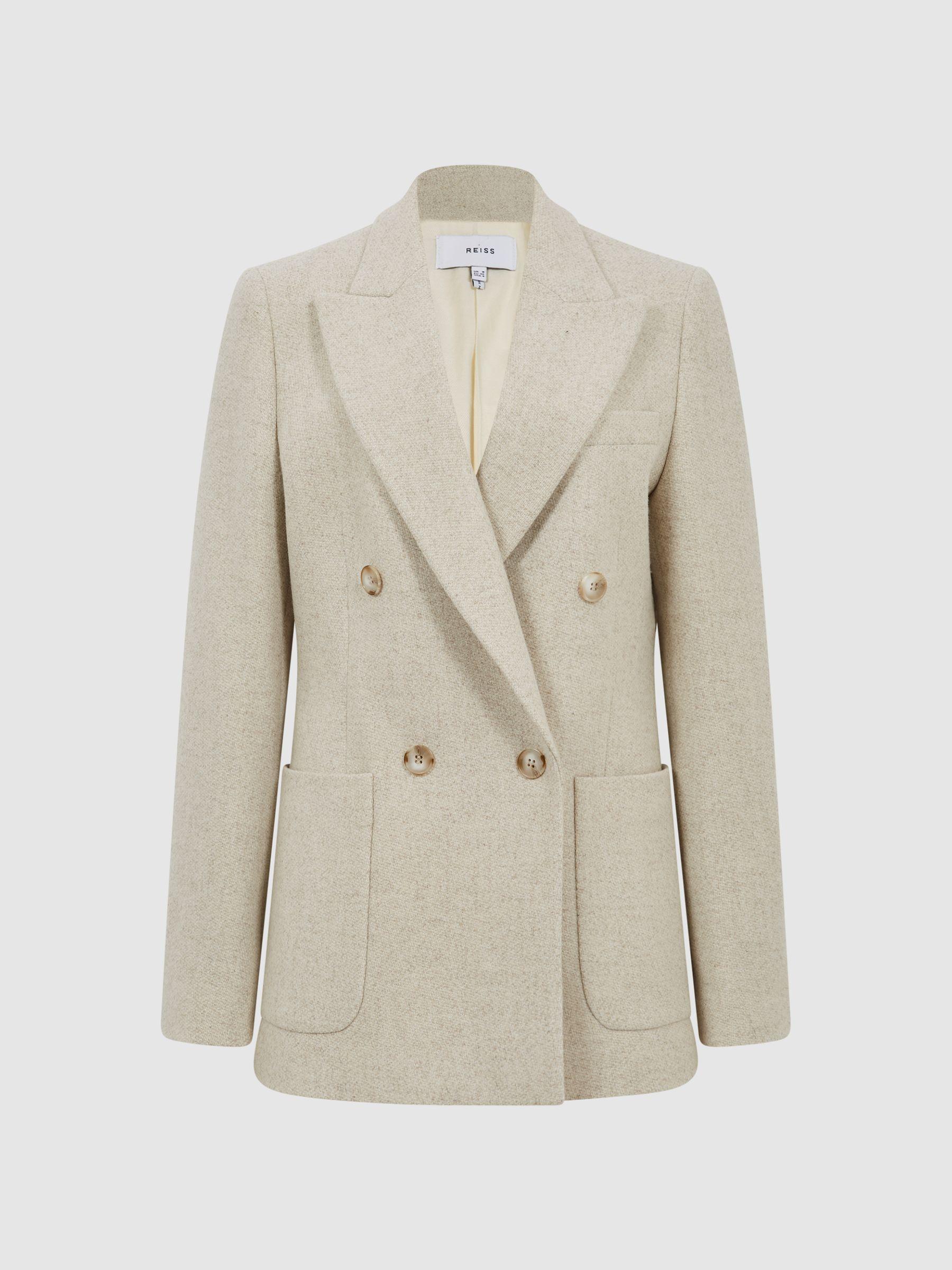 Textured Double Breasted Blazer in Neutral Product Image