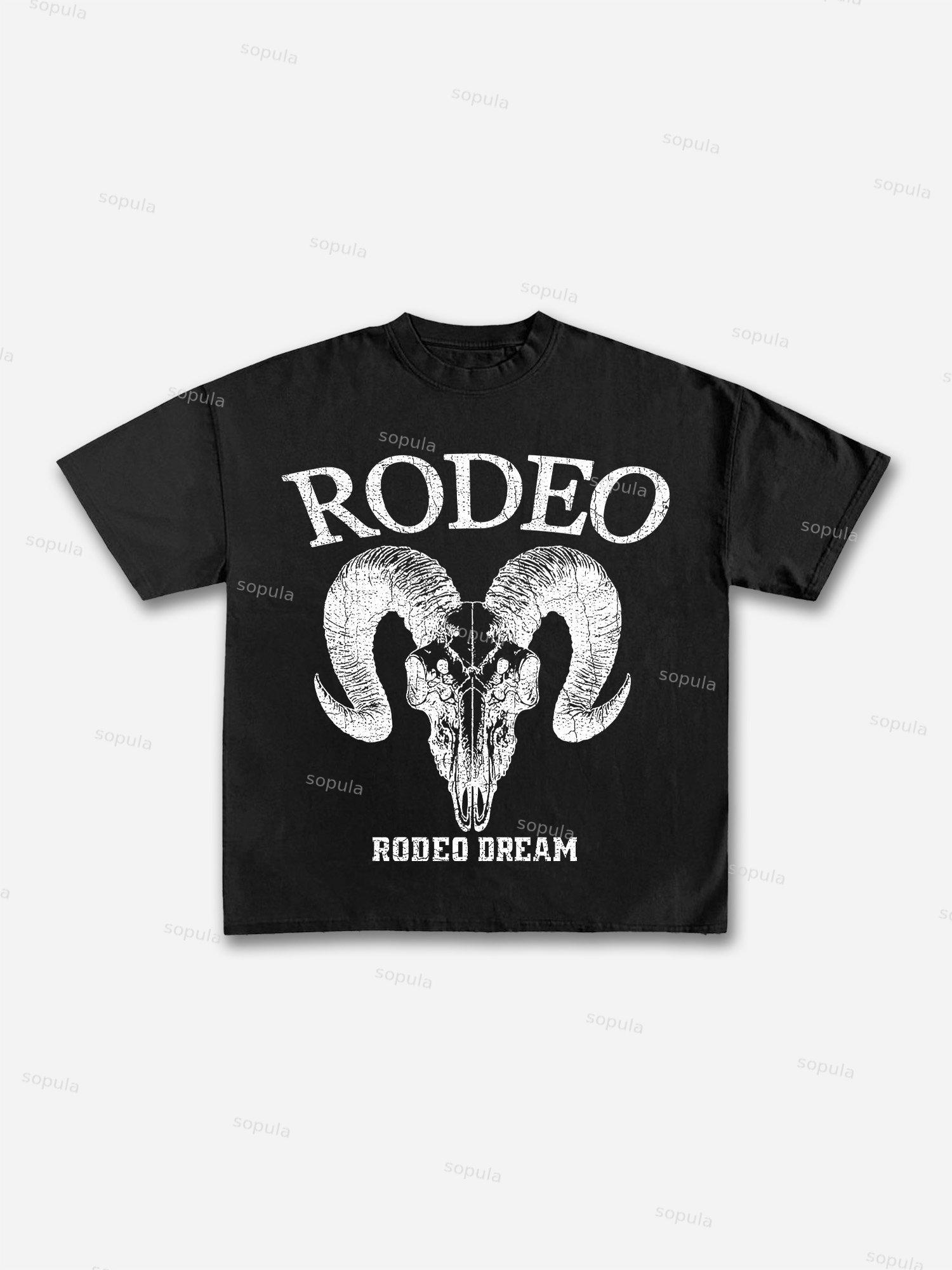 Rodeo Bull Head Print Cotton T-shirt Product Image